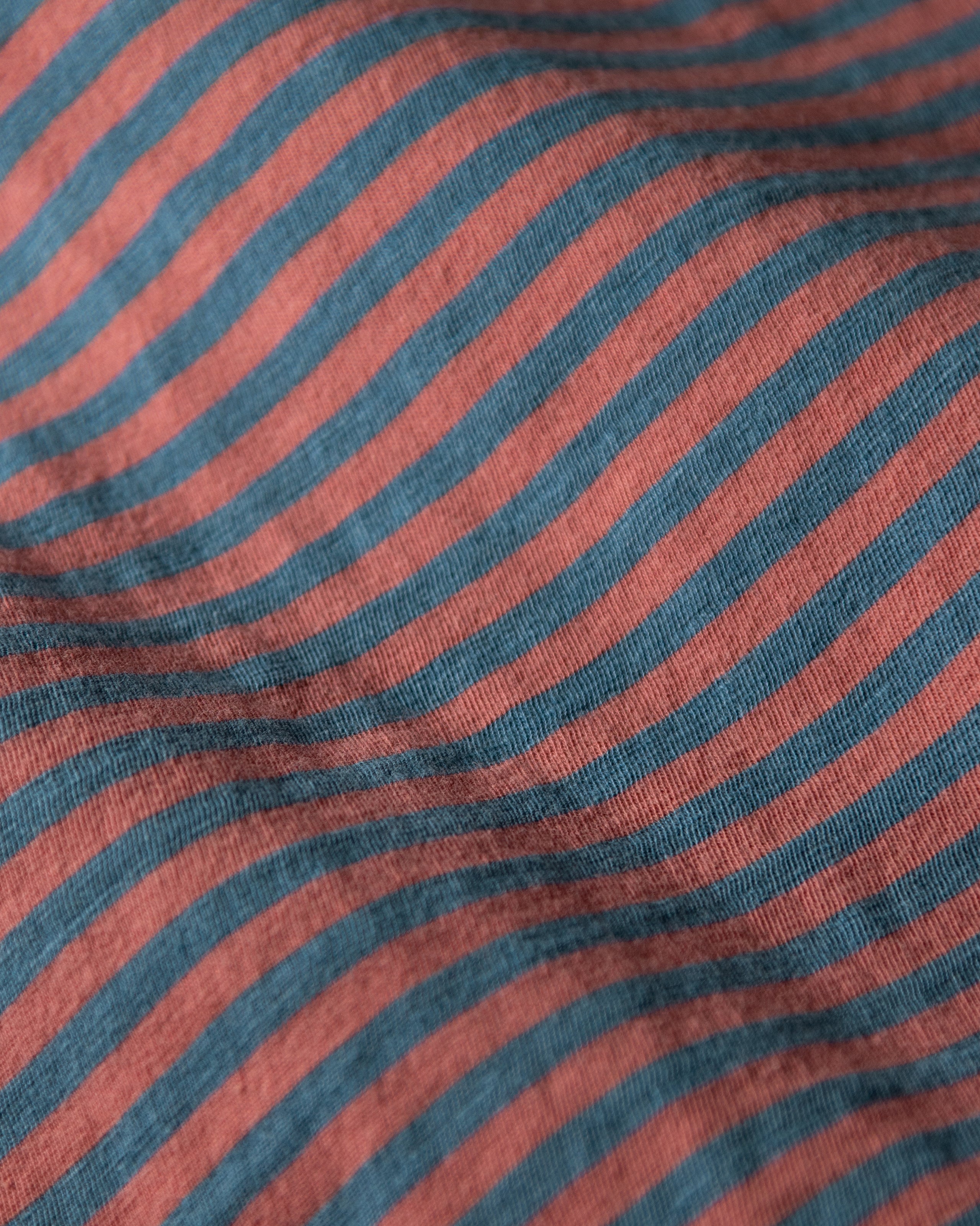 Men's Long Sleeve Indigo Polo Shirt - Faded Red & Navy Striped Casual Button Down for Work, Golf & Outdoor Activities