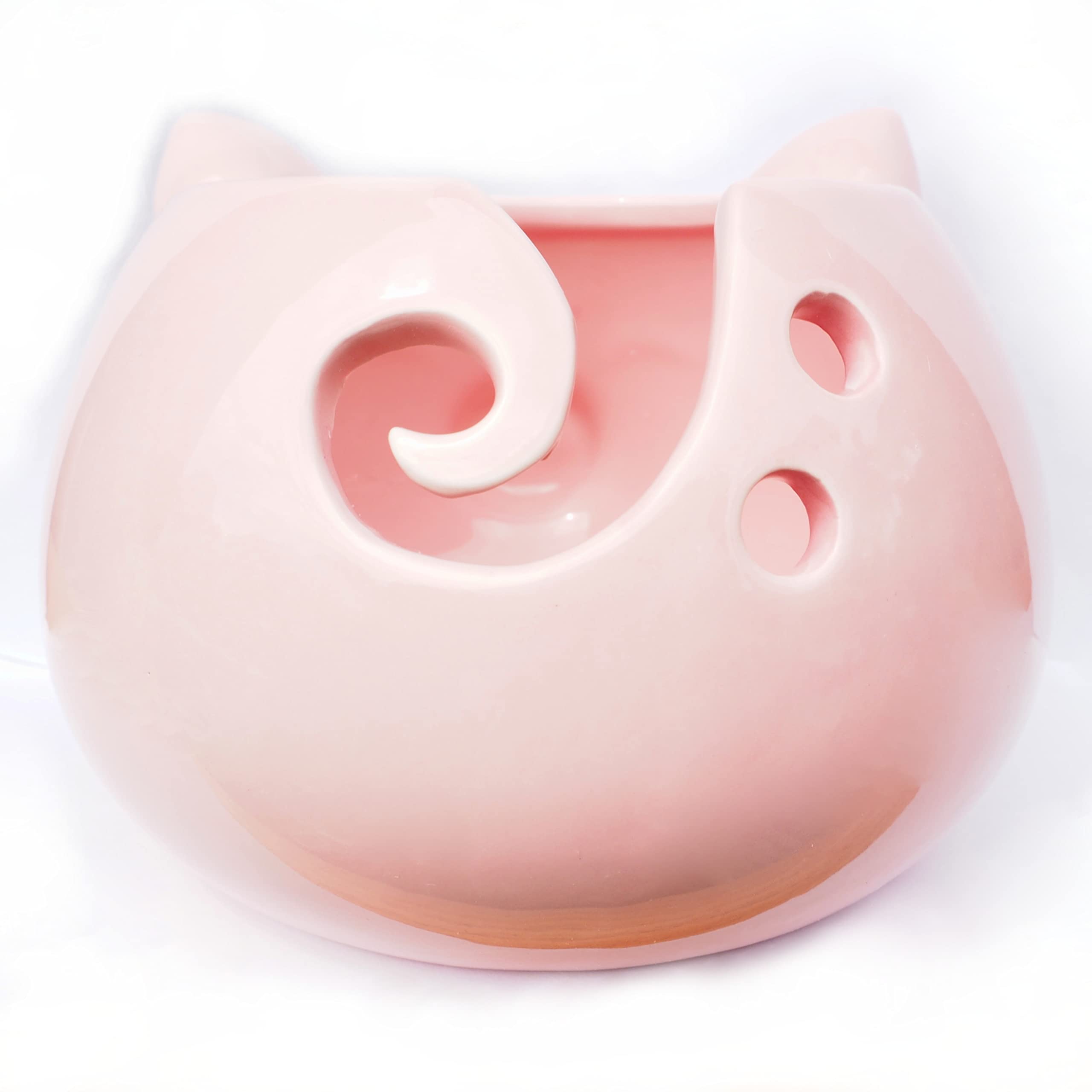 Large Ceramic Yarn Bowl for Knitting & Crochet - Cute Pig Design Yarn Holder with Storage Hole - Perfect Gift for Knitters - Great for Home, Office, and Craft Room Organization