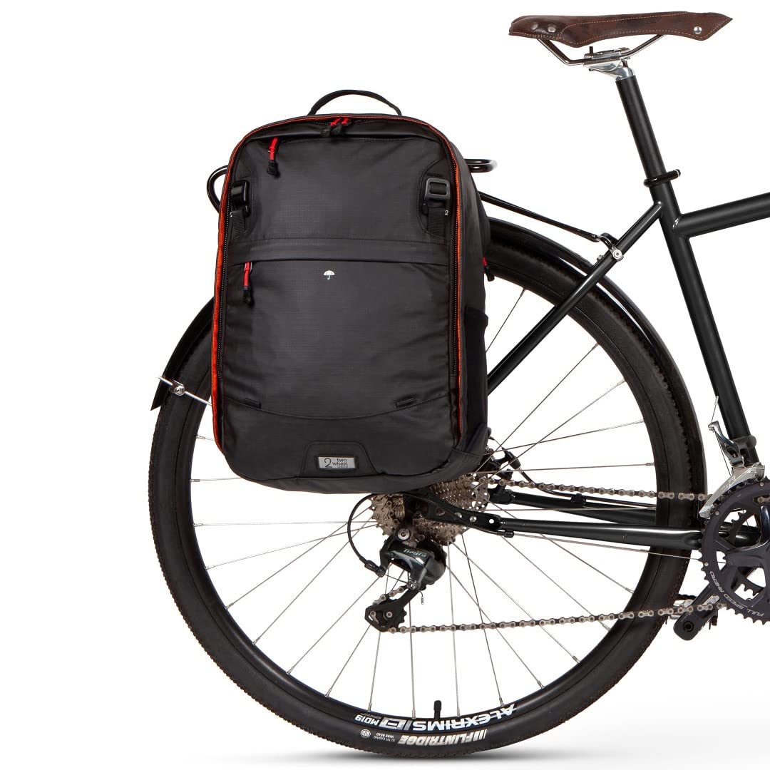 Two Wheel Gear Convertible Pannier Backpack LITE - 22L Weatherproof Bike Commuter & Laptop Bag | Recycled Ripstop Material | Black | Ideal for Cycling to Work, Business Travel & Urban Adventures