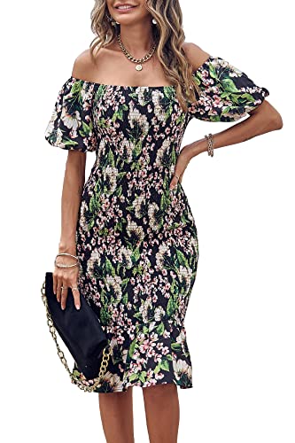 Floral Black Green Red