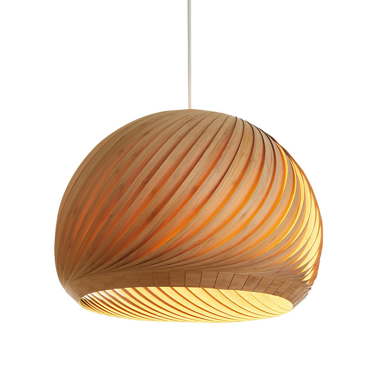 Aurora Whorl Wood Pendant Lamp - Handcrafted Wooden Hanging Light Fixture for Dining Room, Bedroom & Living Room Decor