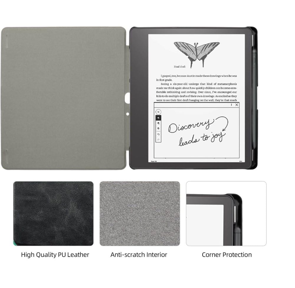 Premium PU Leather Slimshell Case for Kindle Scribe 10.2 inch (2022) - Lightweight Book Folio Cover with Auto Sleep/Wake & Pen Holder | Creative Black & White Plaid Ice Cream Design | Perfect for Reading, Travel & Work Protection