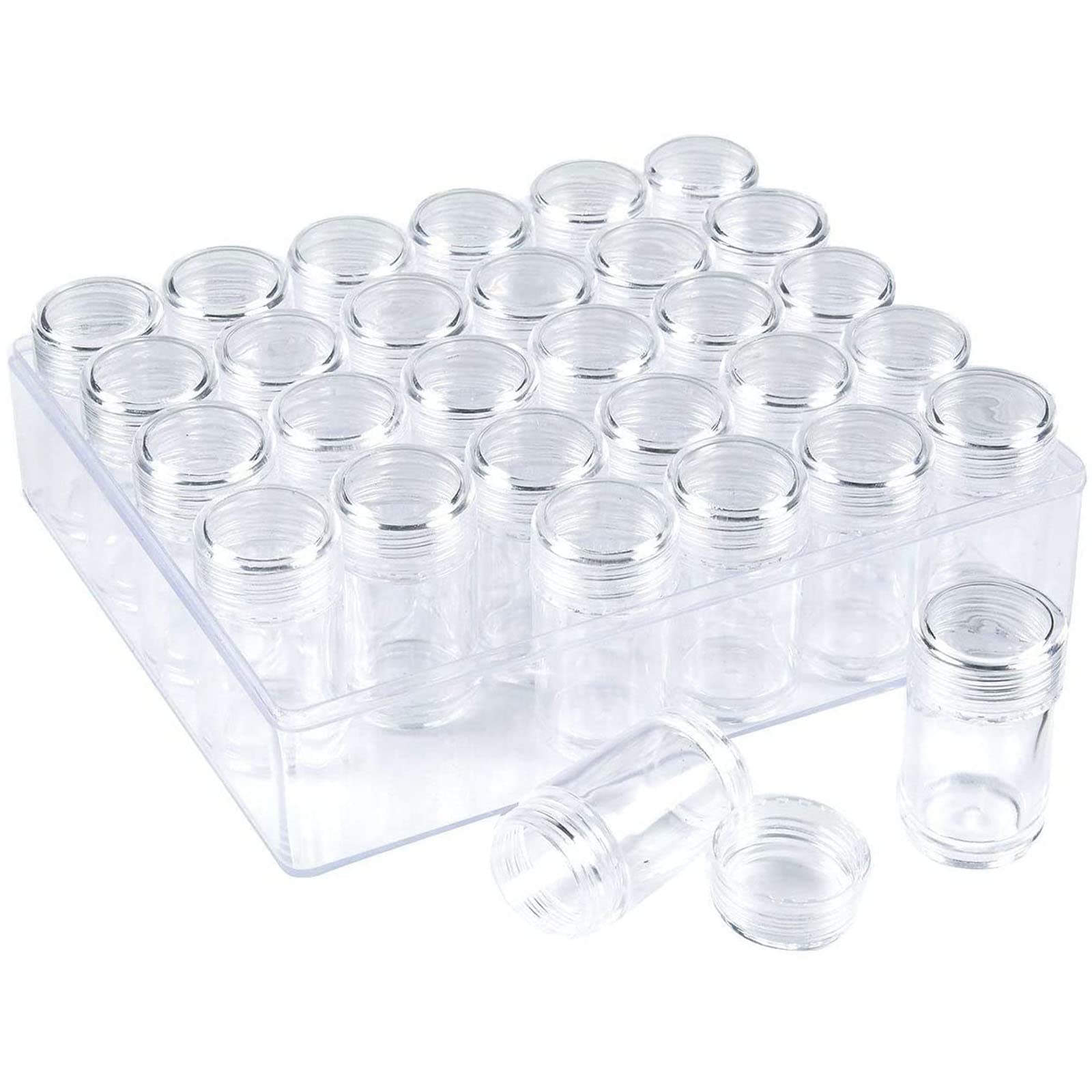 Kalolary 30 Grids Clear Plastic Storage Box for 5D Diamond Embroidery - Mini Organizer for DIY Cross Stitch, Rhinestones & Small Craft Supplies (Foam Sponge Corners) - Perfect for Art Projects, Jewelry Making & Home Organization