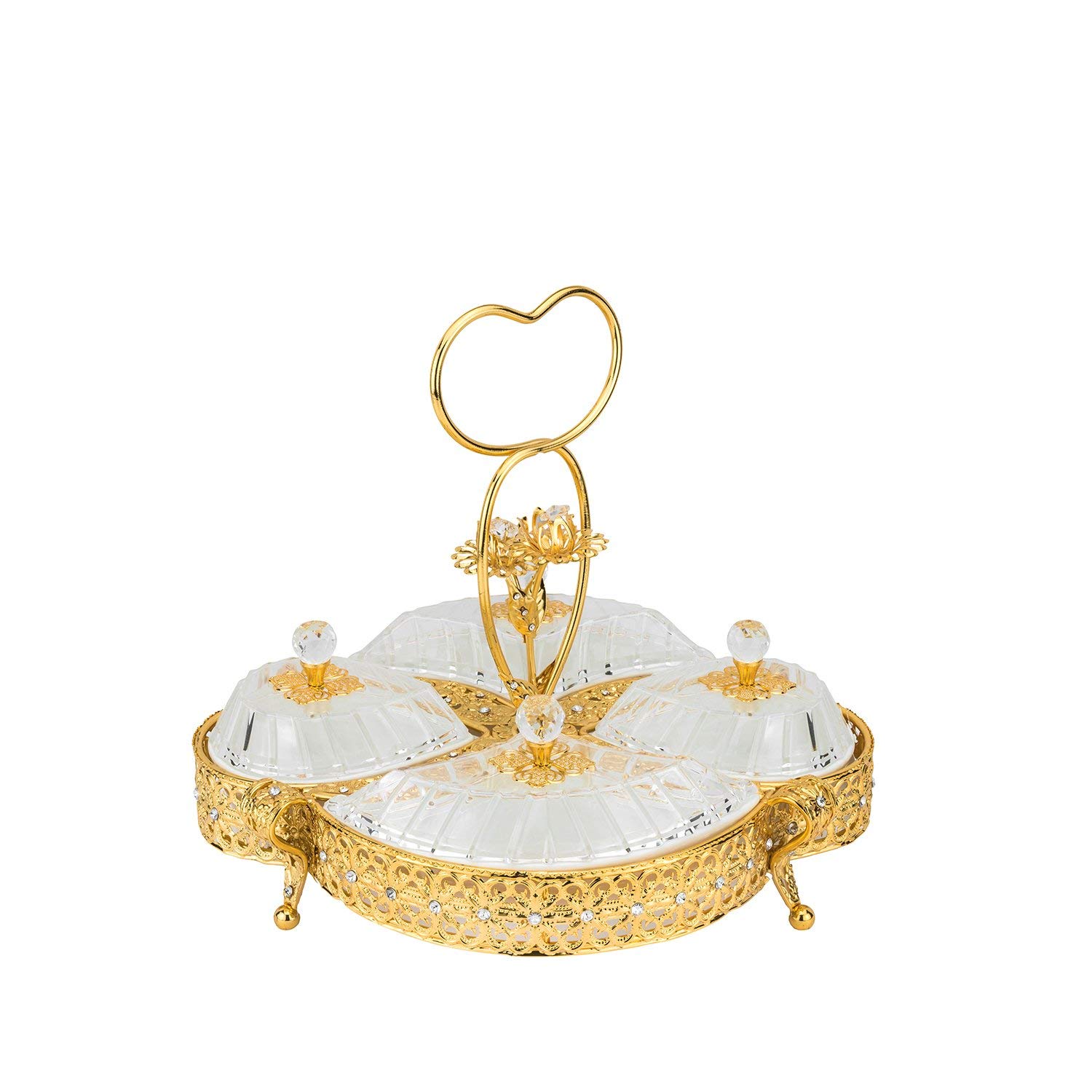 Italian Gold-Plated Candy Serving Tray with Handle - Elegant Dessert Display for Parties, Weddings & Home Decor - Perfect for Chocolate, Candy Buffets & Holiday Treats