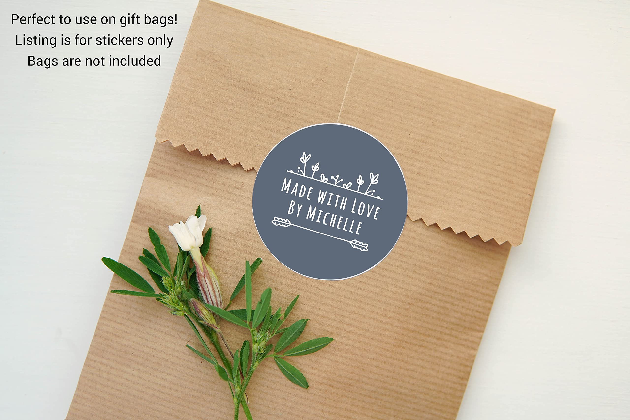 Custom Made with Love Stickers - Personalized Handmade Gift Labels for Weddings, Parties & Favors | Unique DIY Stickers for Gifts, Scrapbooking & Crafts