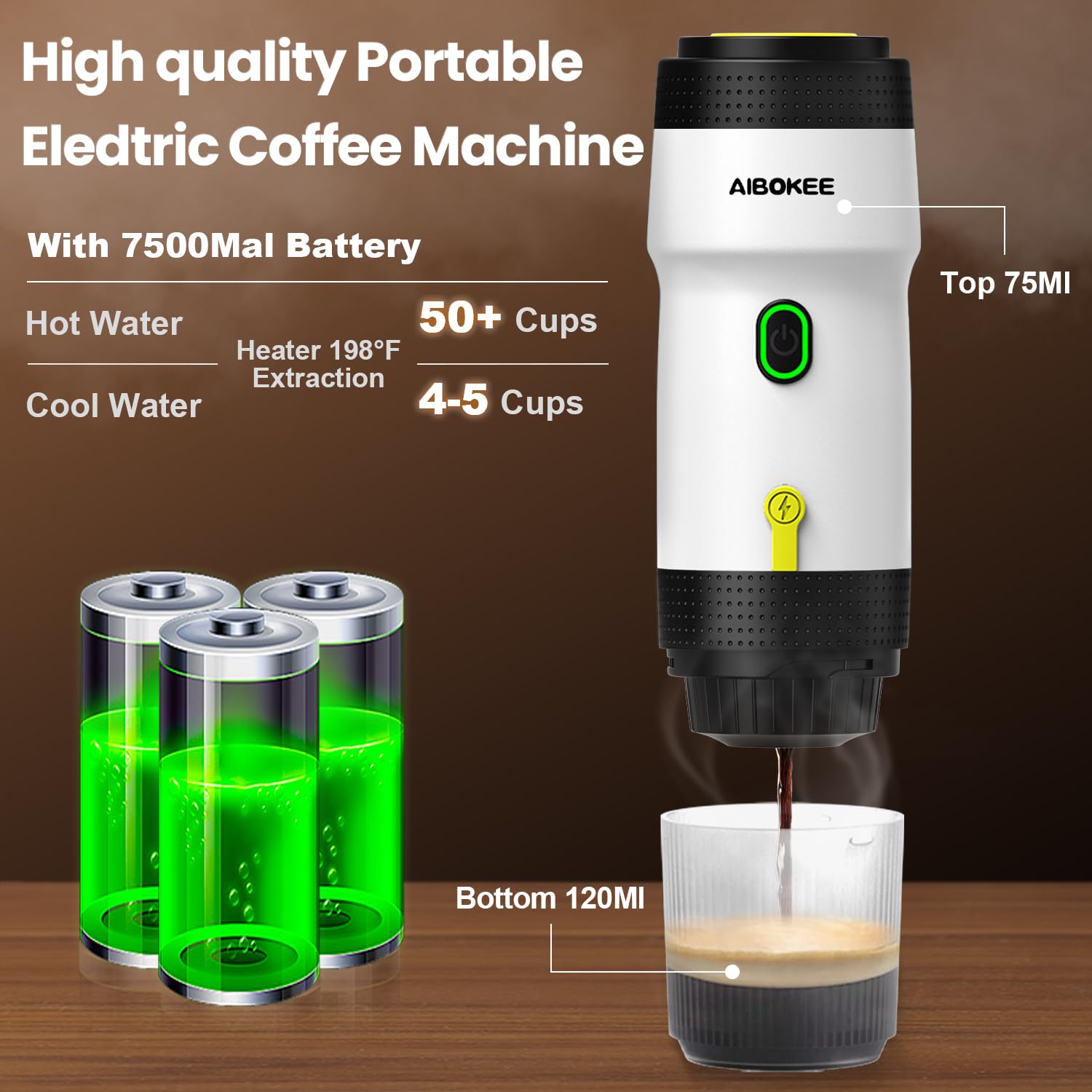 Portable Electric Espresso Maker - USB Rechargeable Travel Coffee Machine for Camping, Car & Office - 3-in-1 Coffee Maker Works with 8g Ground Coffee, Nespresso & Small Pods - Perfect for RV Trips, Hiking Adventures & Home Use