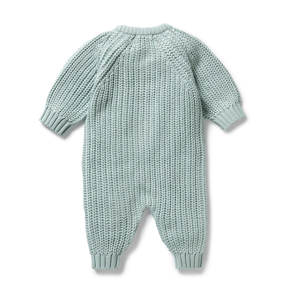 Organic Duck Egg Knitted Baby Growsuit - Soft Cotton One-Piece Outfit for Newborns & Infants (Perfect for Home, Daycare & Photo Shoots)