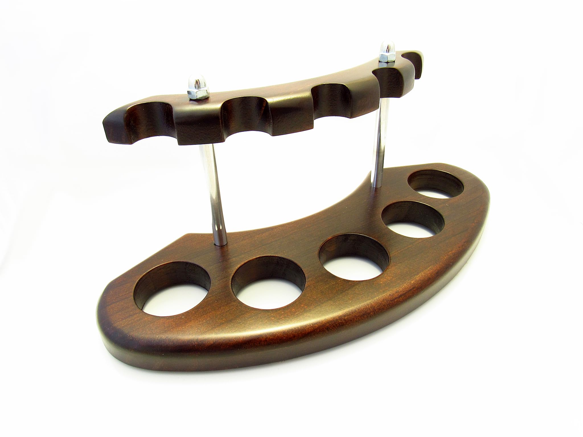 Handcrafted Wooden Pipe Stand Rack Holder for 5 Tobacco Smoking Pipes - Premium Brown Display Organizer | Perfect for Pipe Collectors, Smoking Lounges & Home Decor