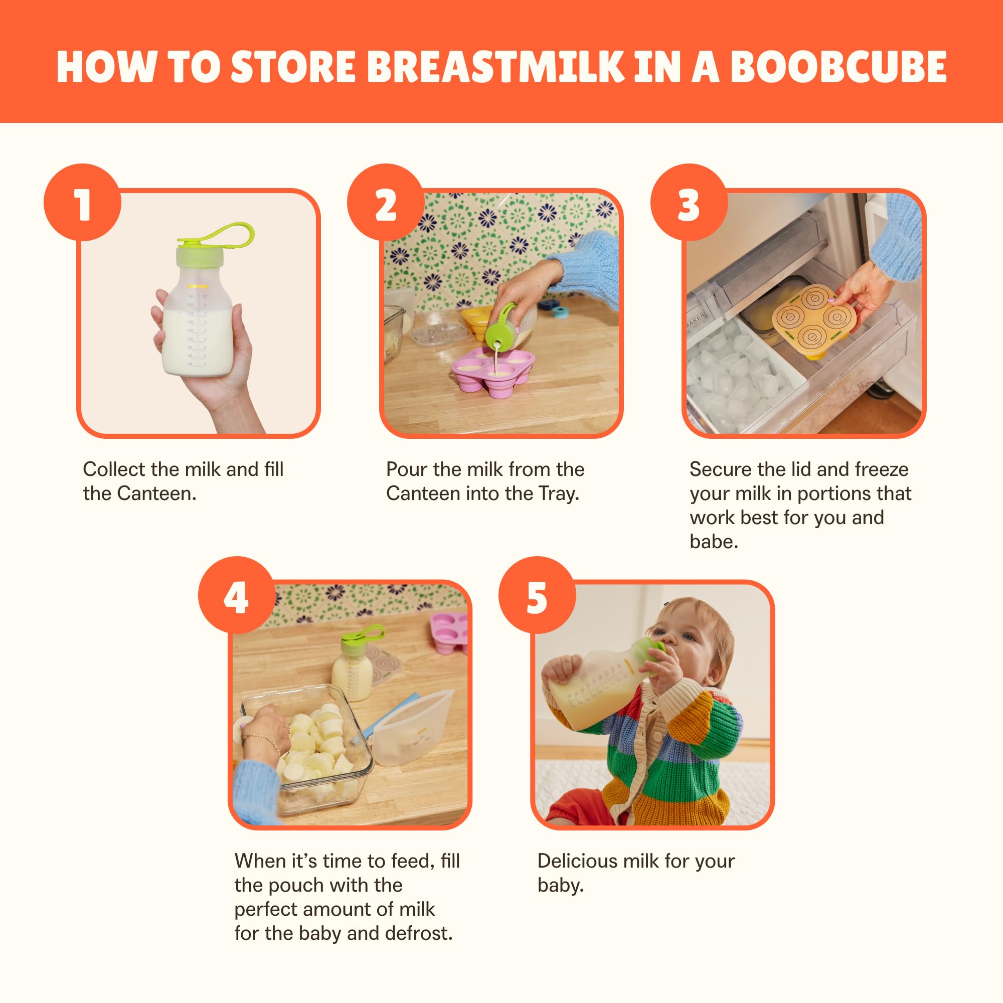 **BoobCube Breastmilk Storage Reusable Freezer Trays with Lid - 4pcs Baby Food Cube Kit (0.5/1/2 Oz) - Ultra Leak-Proof Silicone Storage Tray & Reusable Bags - Perfect for Pumping, Storing, and Organizing Breastmilk**