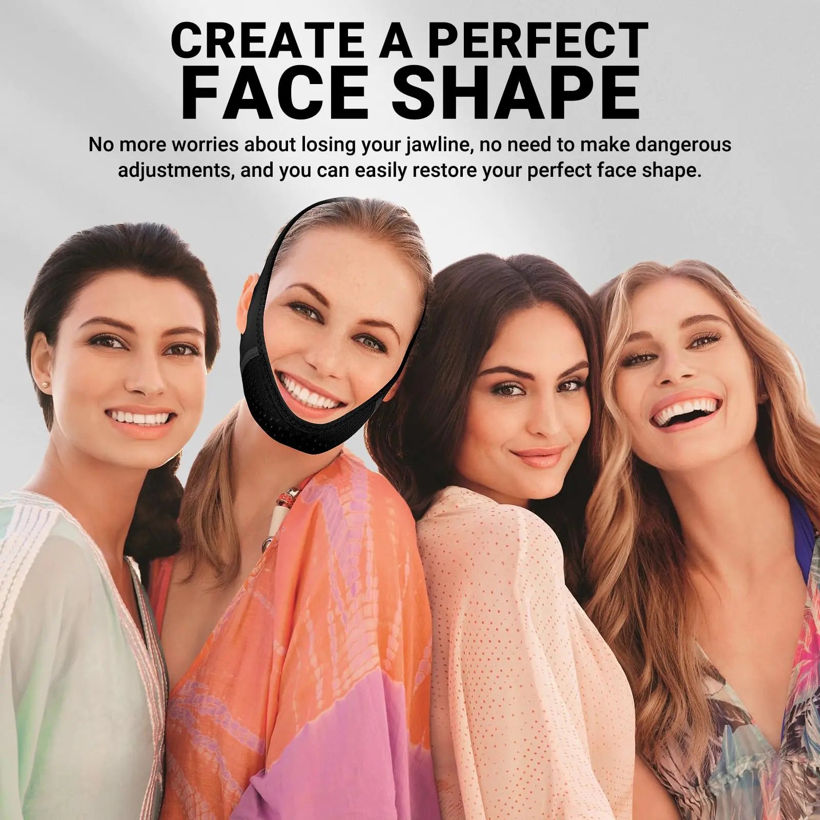 V Line Lifting Face Mask with Adjustable Chin Strap - Reusable Jawline Contouring & Slimming Mask for Double Chin Reduction - Perfect for Skincare Routine, Facial Yoga & Overnight Beauty Treatment