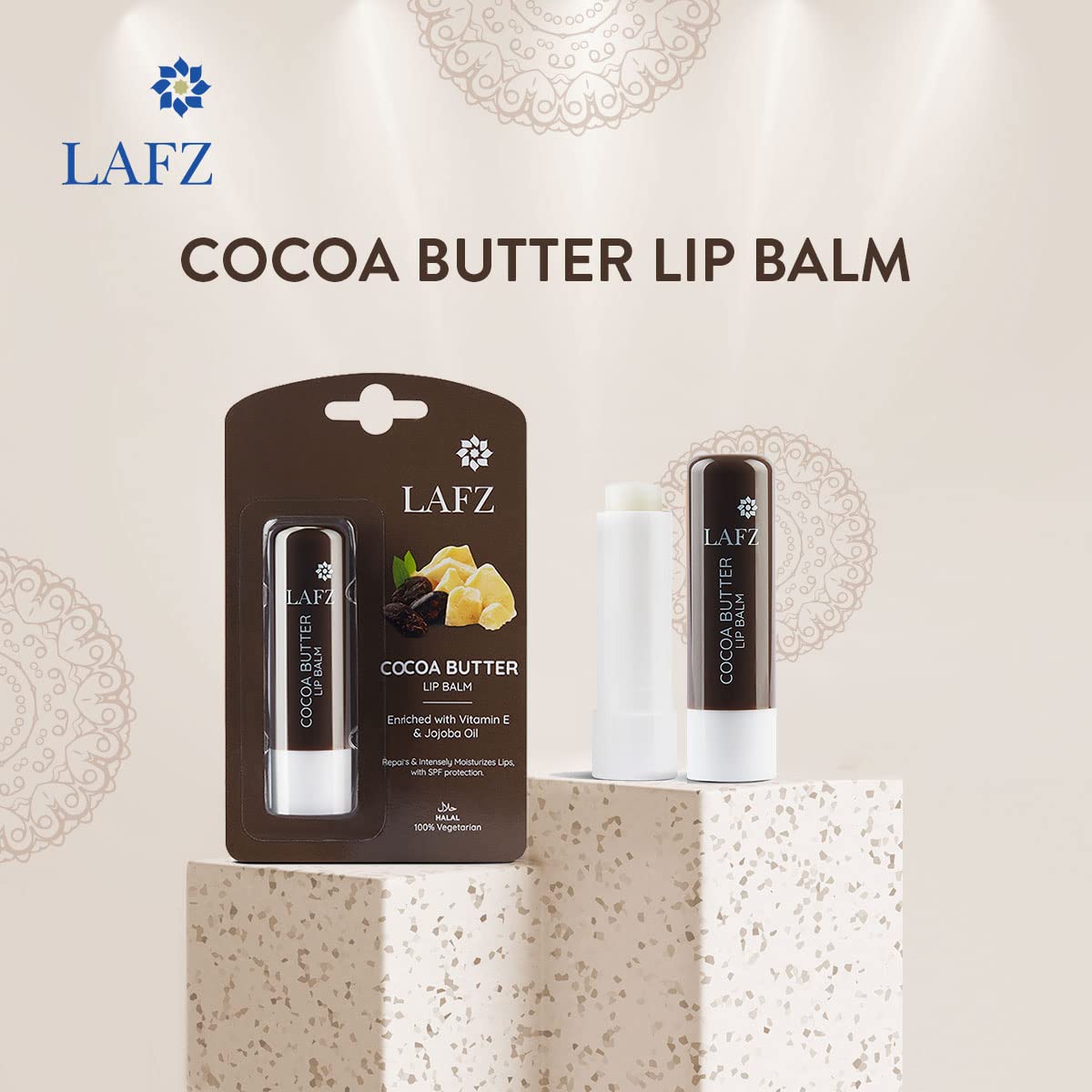 LAFZ Cocoa Butter Lip Balm with Vitamin E & Jojoba Oil - SPF Moisturizing Treatment for Dry, Chapped Lips - 100% Vegan, 9g (Pack of 2) - Perfect for Winter Care & Daily Sun Protection