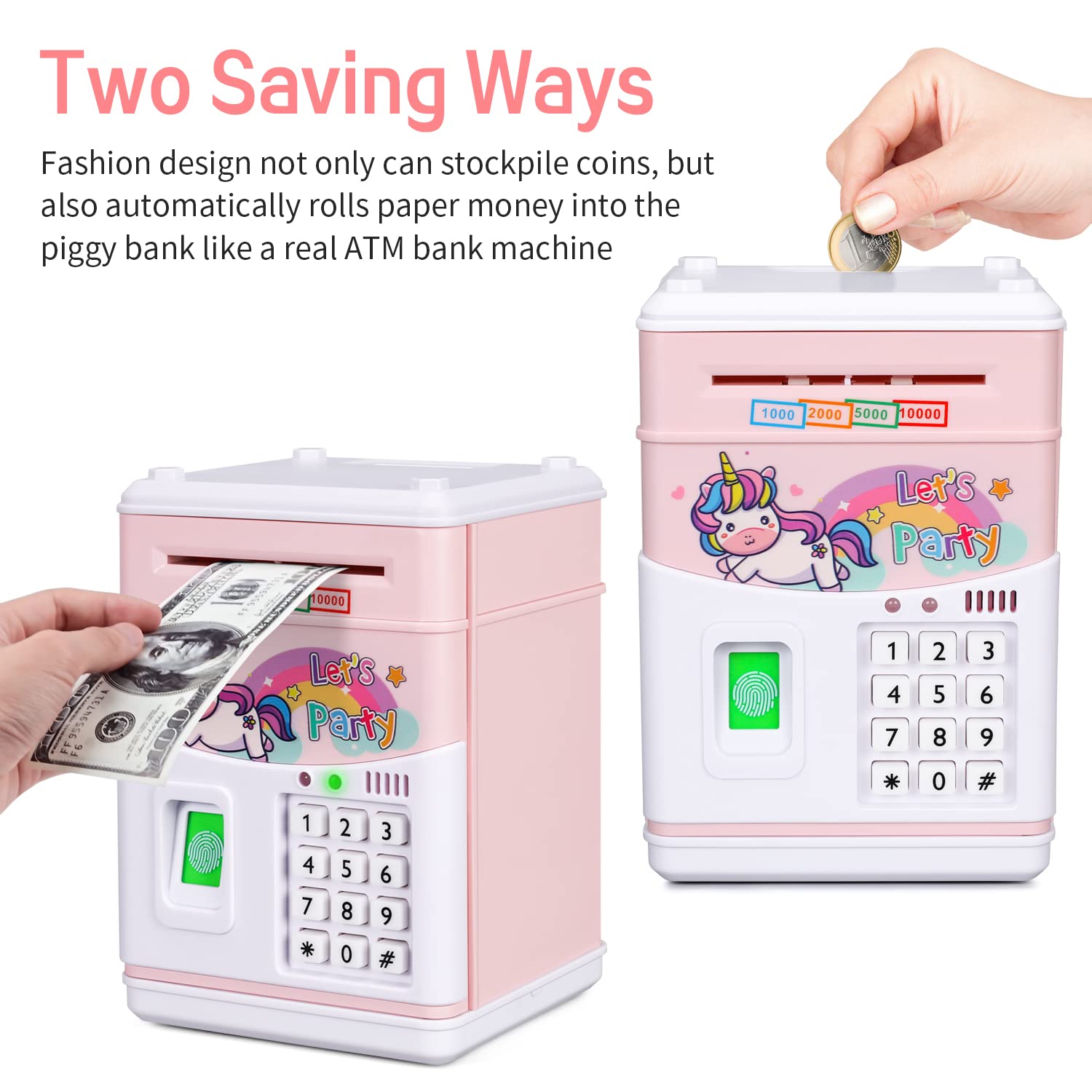 Electronic Unicorn Piggy Bank for Kids - Password Protected ATM Money Saver with LED Lights & Fun Music - Perfect Gift for Boys & Girls (Pink) - Great for Birthday, Christmas & Teaching Financial Responsibility