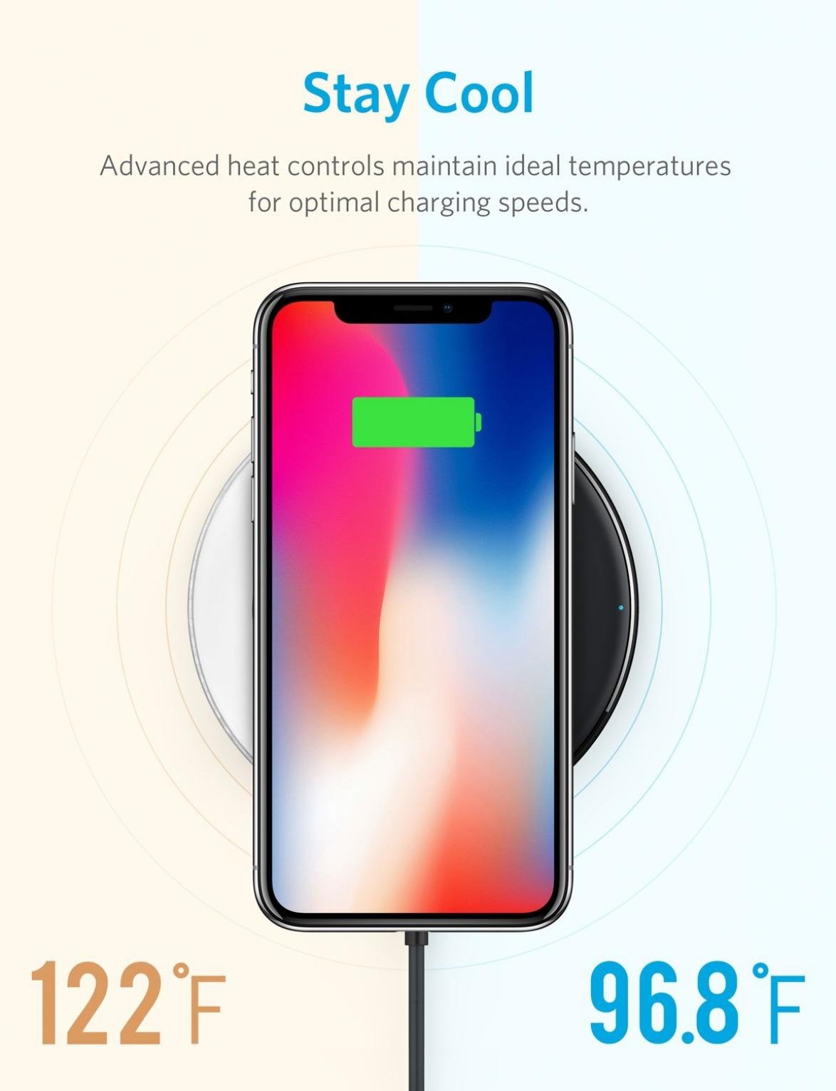 Fast Wireless Charger Pad 7.5W/10W Qi-Certified for LG Velvet 5G, V30, G6 - Slim Design for Nightstand, Office & Car Charging