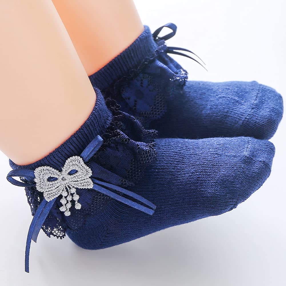 Baby Girl Lace Socks - Princess Style Dress Socks for Newborn, Infant & Toddlers | Soft Cotton Gift Set for Special Occasions & Photo Shoots