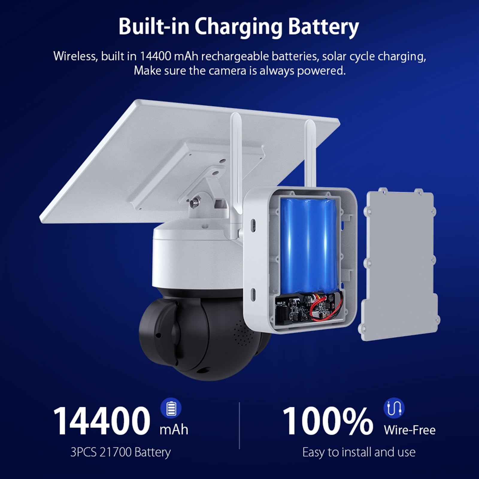 4G Solar Security Camera 1080P HD Outdoor - Wireless PTZ CCTV Camera with Built-in Solar Panel & Battery - Weatherproof Night Vision for Home, Street, Yard Surveillance (WiFi, 64GB Storage) - Perfect for Remote Monitoring & Property Protection