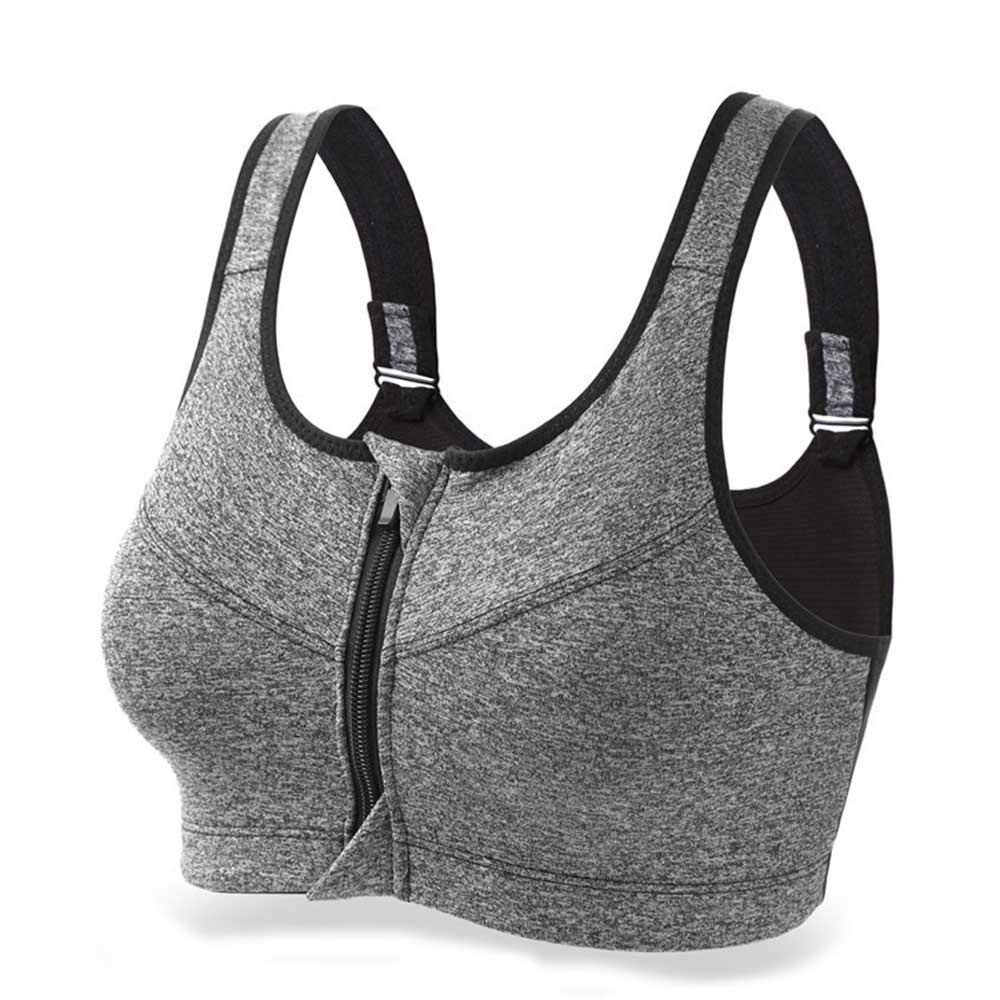 AXB Women's Zip Front Sports Bra - Wireless Post-Surgery Support Bra for Yoga, Gym & Active Lifestyle | Comfortable Workout Top for Running, Pilates & Daily Wear