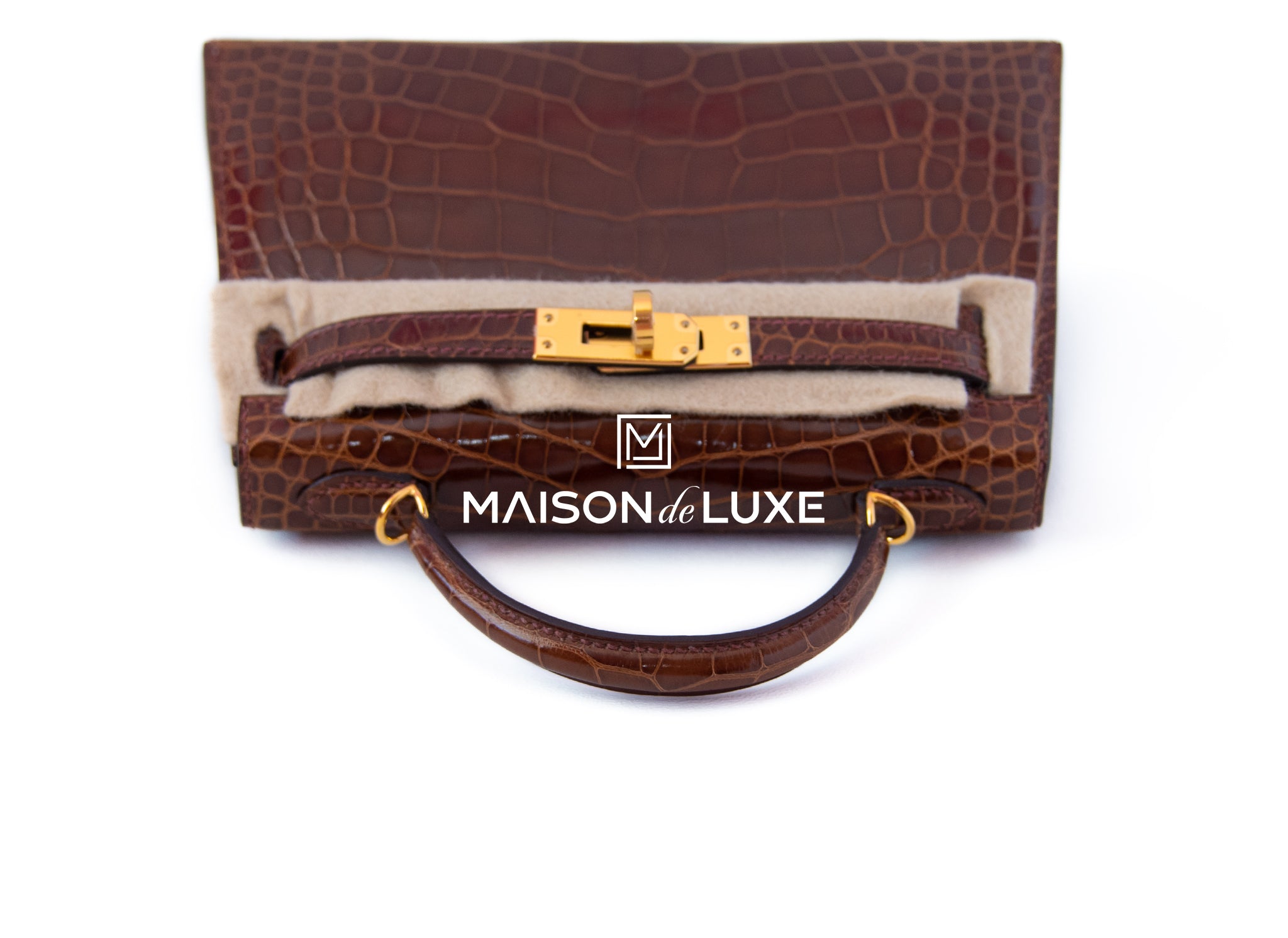 Hermes Mini Kelly II 20 Bag in Miel Shiny Alligator Leather - Luxury Crossbody Purse for Women, Perfect for Evening Events & Special Occasions