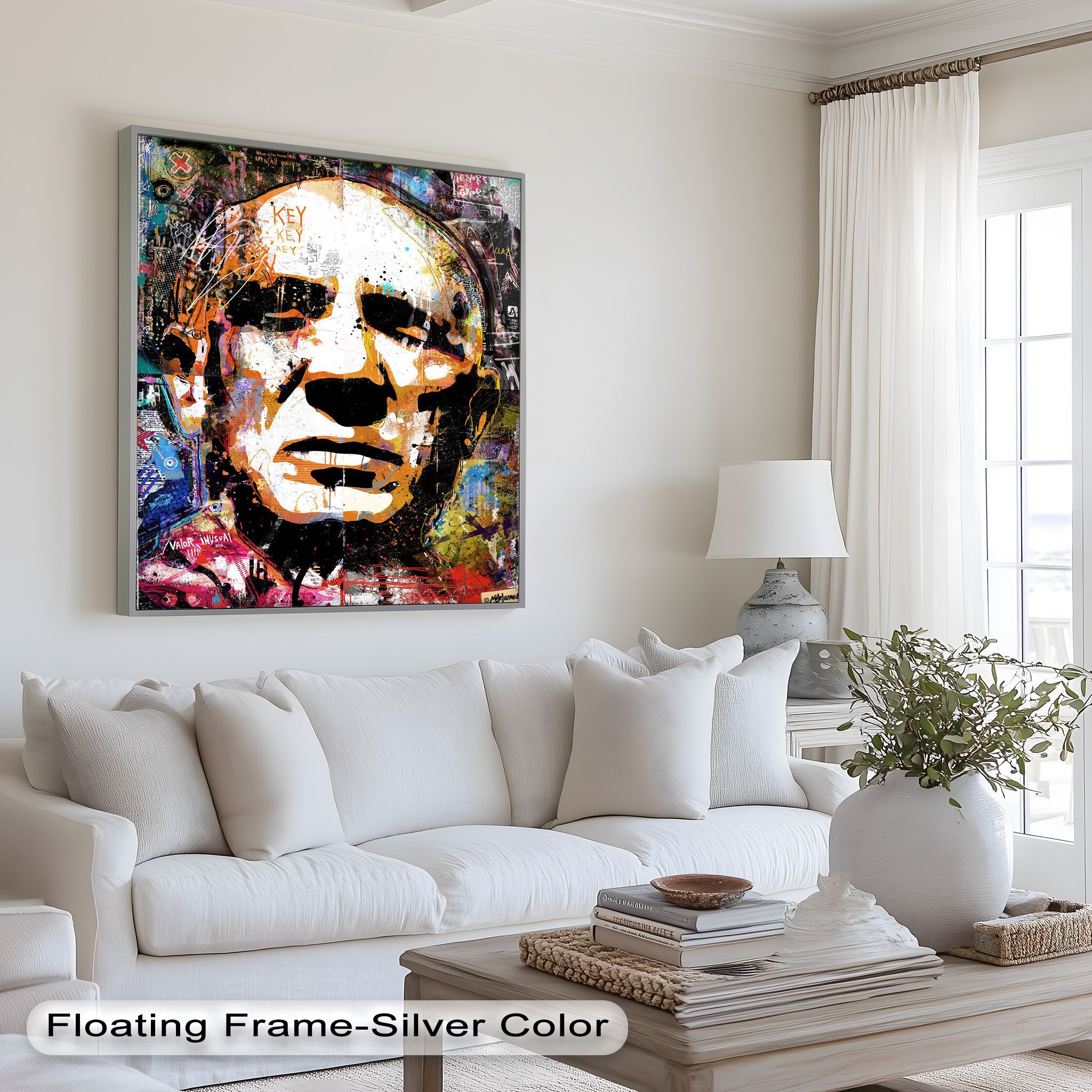 Abstract Urban Face Portrait Wall Art - Modern Pop Art Oil Painting for Living Room, Bedroom & Office Decor