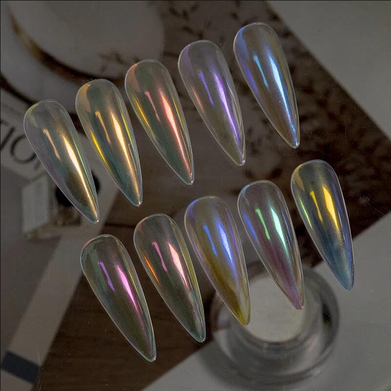 7-Color Chrome Nail Powder Set - Rose Gold, Silver & Holographic Glitter Dust with Sponge Applicators | Professional Nail Art Pigments for DIY Manicures, Acrylic Nails & Gel Polish Designs | Perfect for Parties, Weddings & Special Occasions