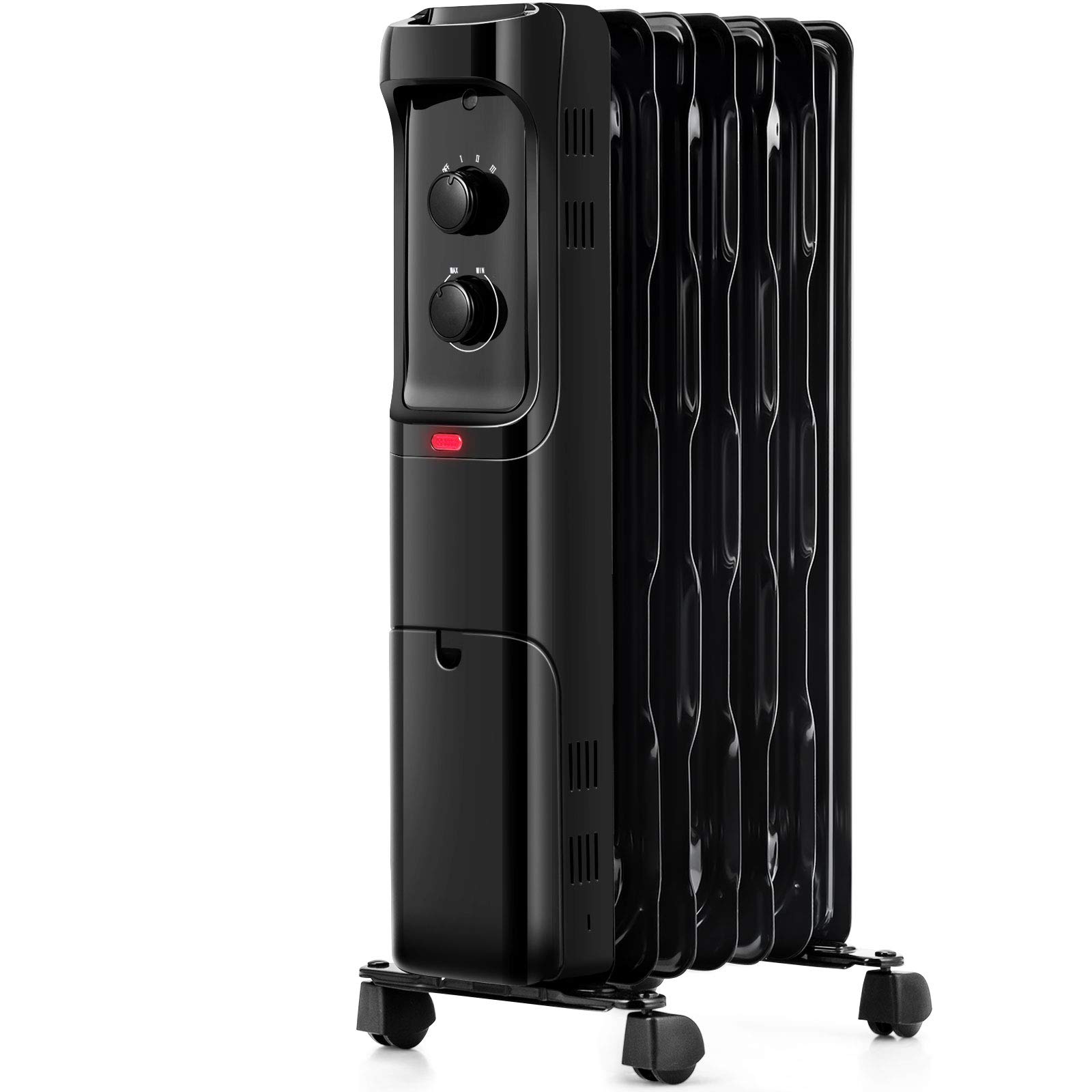 Tangkula 1500W Oil Filled Radiator Heater - 3 Heat Settings, Adjustable Thermostat, Tip-Over & Overheat Protection - Portable Electric Space Heater for Home, Office, Bedroom & Indoor Use - Energy Efficient Winter Heating Solution