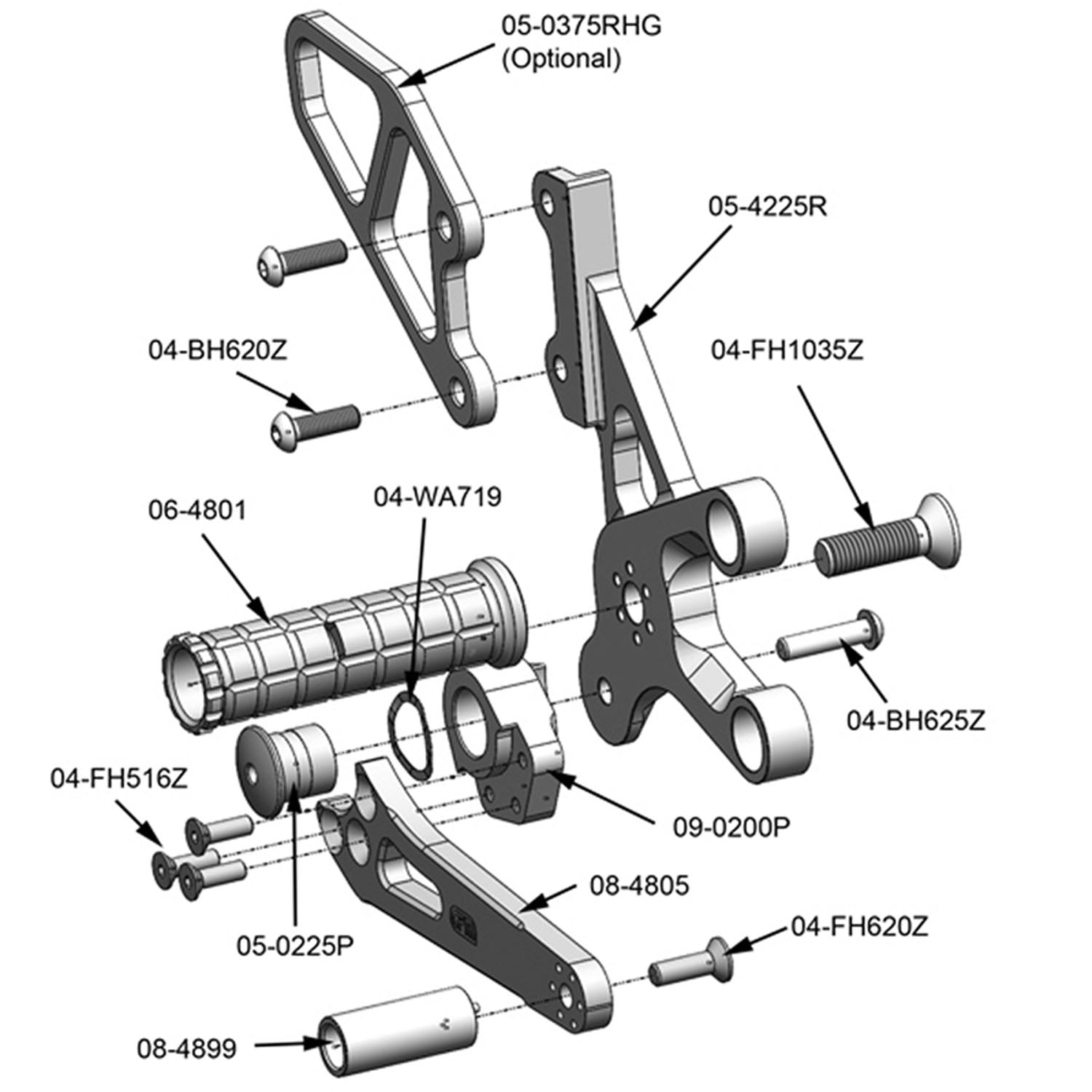 Suzuki SV1000 Rearset Footpegs - CNC Adjustable Rear Sets for Suzuki SV1000 Motorcycle - Perfect for Track Racing & Street Performance Upgrades