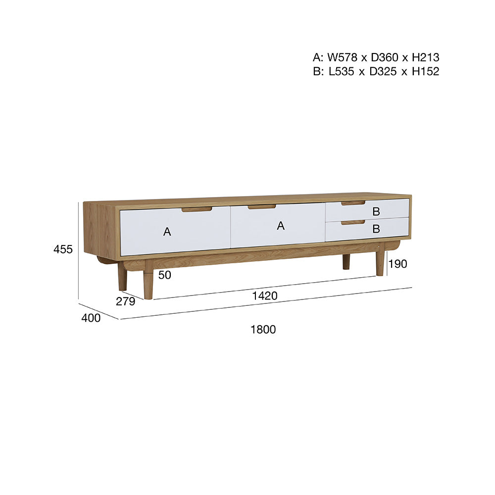 NAKULA 185.5cm Entertainment TV Stand with Storage - Natural & White Modern TV Console for Living Room - Perfect for Home Theater Setup & Living Room Organization