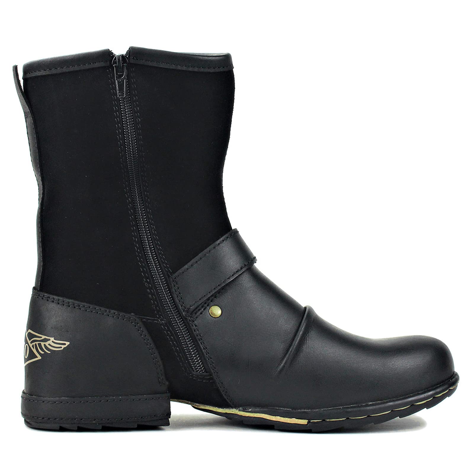 TNXZ Men's Fashion Leather Moto Boots - Western Cowboy Boots with Zipper for Casual Wear | Perfect for Motorcycle Riding, Outdoor Adventures & Country Style Outfits