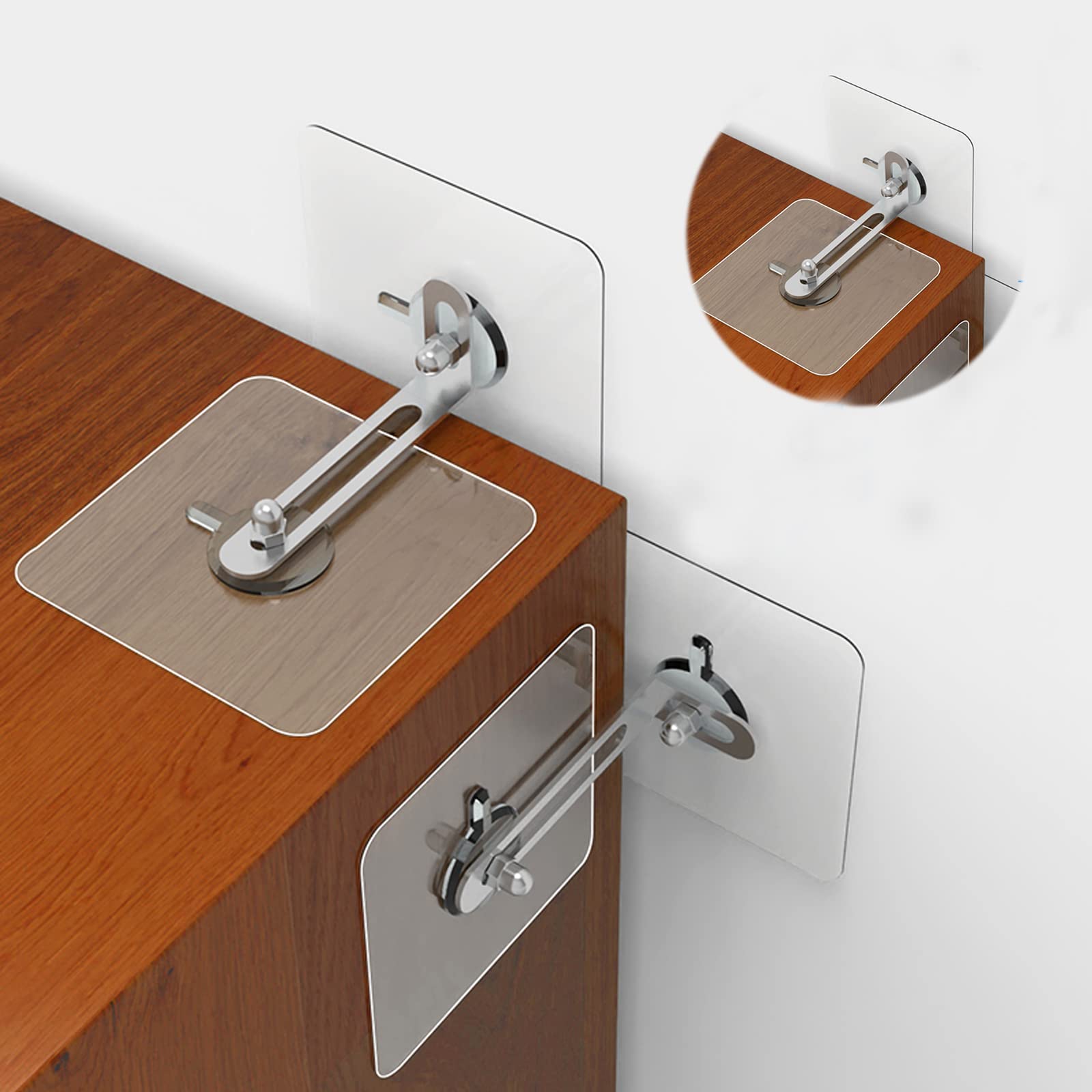 Baby Proofing Furniture Anchors - No Drill Anti-Tip Safety Kit with Adhesive Wall Anchors for Dressers & Cabinets (5 Pairs, Includes Free Wrenches) - Secure Kids' Room, Nursery & Home Furniture