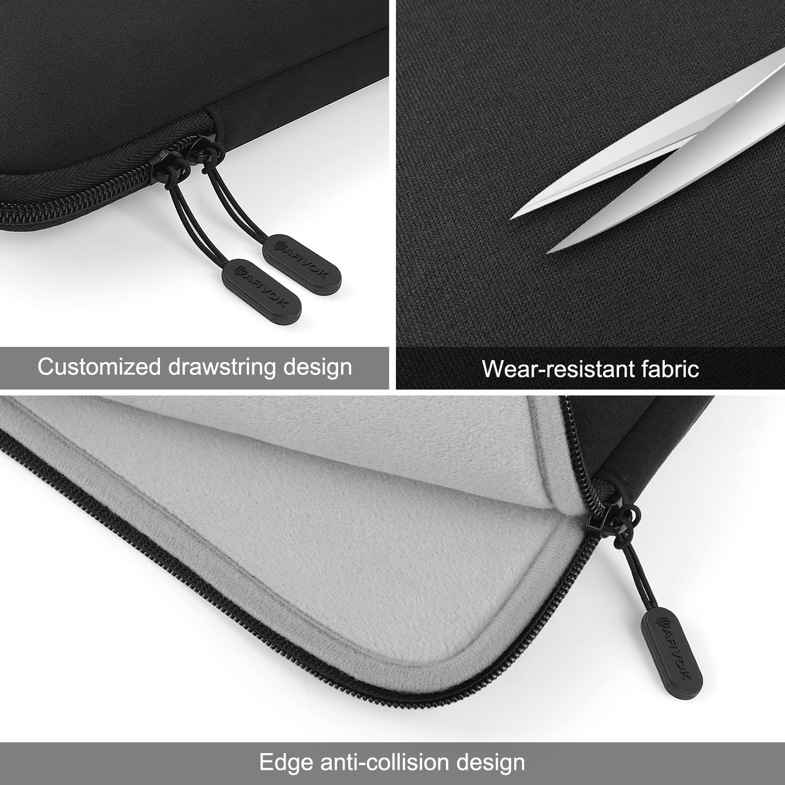 Shockproof 15-16 Inch Laptop Sleeve with Front Pocket - 360° Protective Laptop Case for MacBook Air/Pro, Lenovo, HP, Dell, Asus & Acer - Perfect for Work, Travel & School (Black)