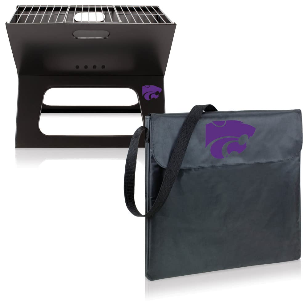 PICNIC TIME NCAA Kansas State Wildcats X-Grill - Portable Charcoal Grill for Camping, Tailgating, Picnics & Outdoor BBQs - Compact & Lightweight Design