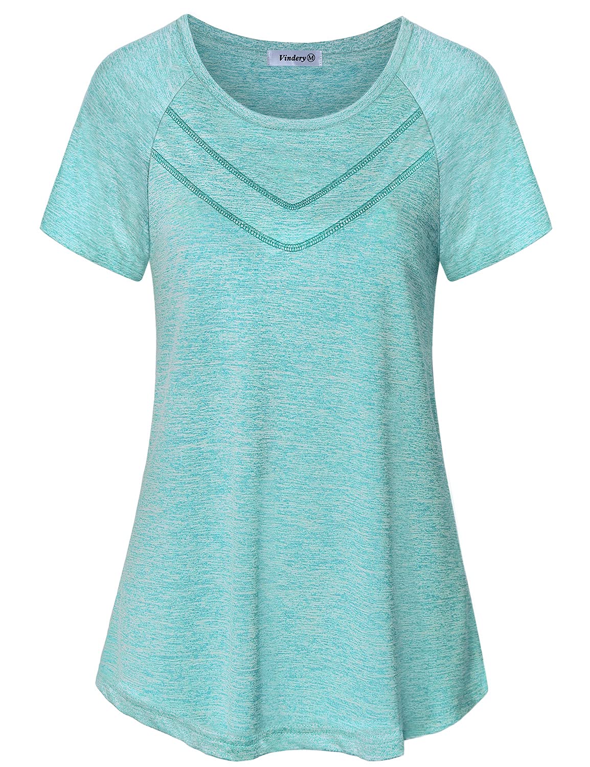 Vindery Women's Quick-Dry Yoga Shirts - Breathable Loose Fit Workout Tops with Front Line Design for Gym, Running & Active Lifestyle