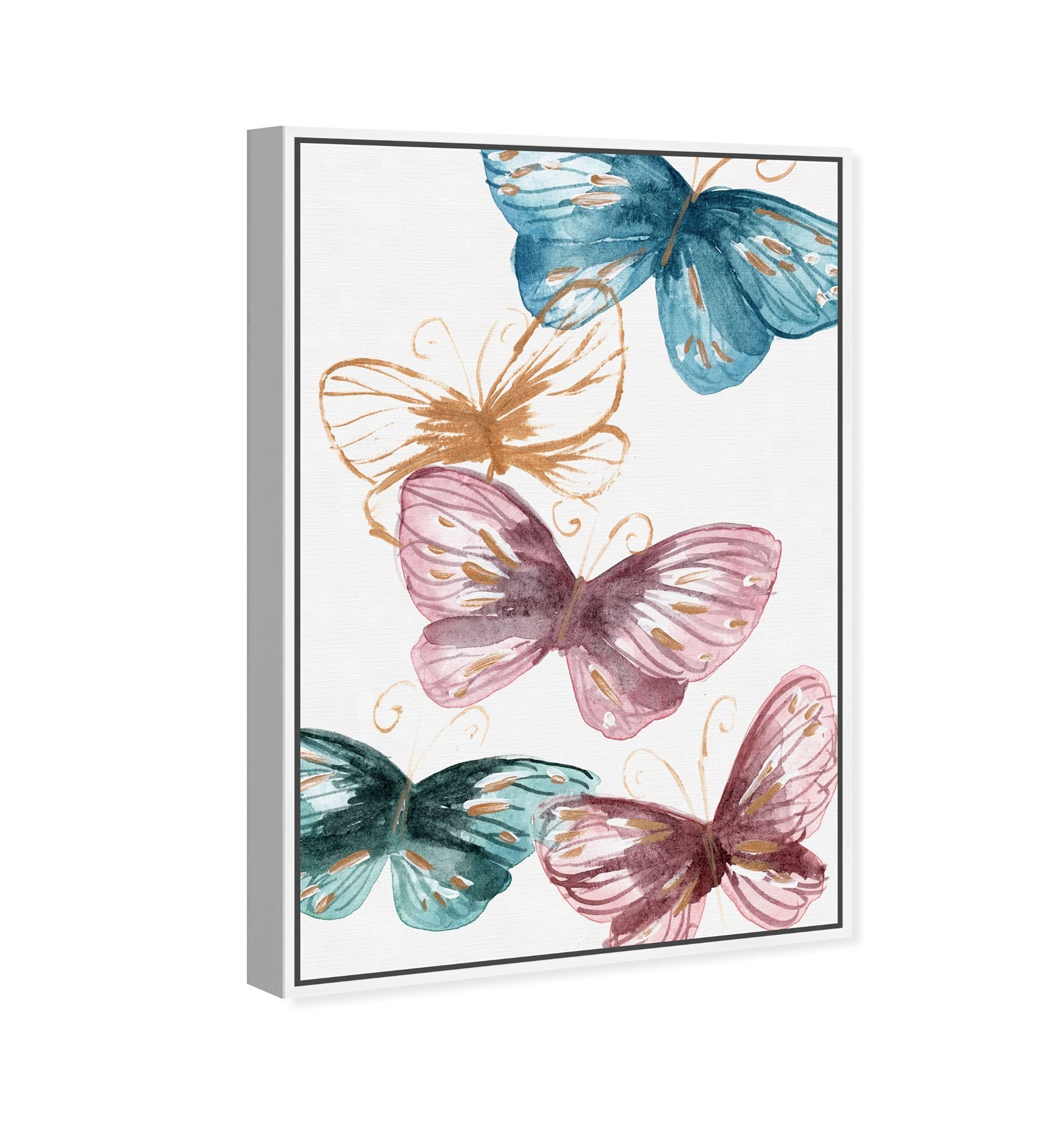 Oliver Gal Artist Co. Butterflies Wall Art Canvas Print - 16x24 Inch White Floating Frame Home Decor - Perfect for Living Room, Bedroom & Office Decorations