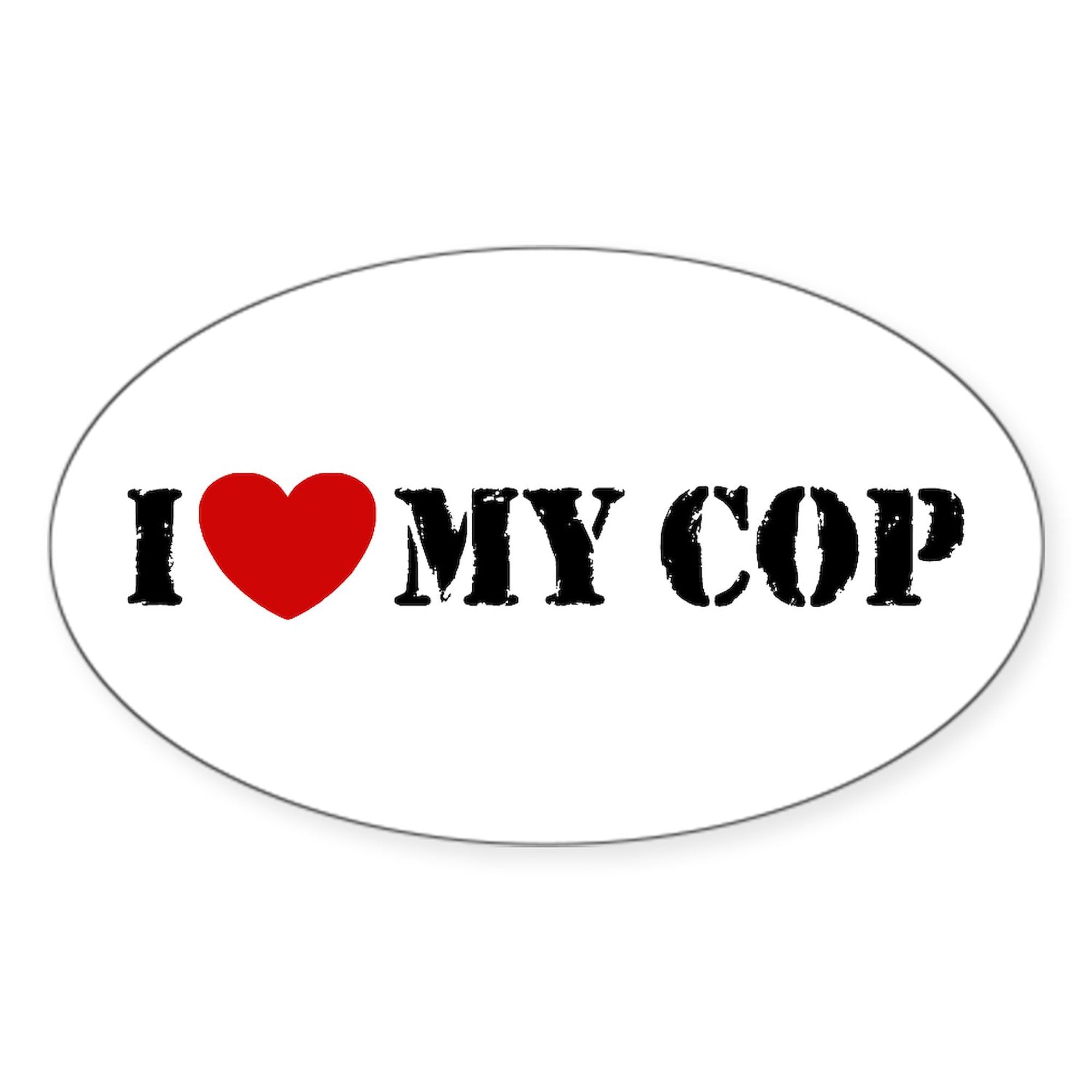 I Love My Cop Oval Sticker - Durable Vinyl Decal for Cars, Laptops & Windows - Show Support for Police Officers
