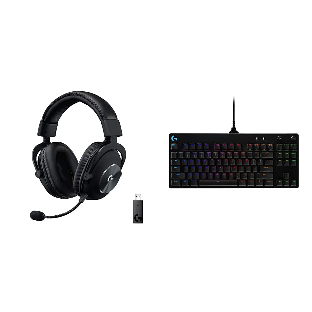 Logitech G PRO X Wireless LIGHTSPEED Gaming Headset with Blue VO!CE Mic + PRO TKL Mechanical Keyboard Bundle - PC/PS4/PS5/Xbox Gaming Setup for Esports & Streaming