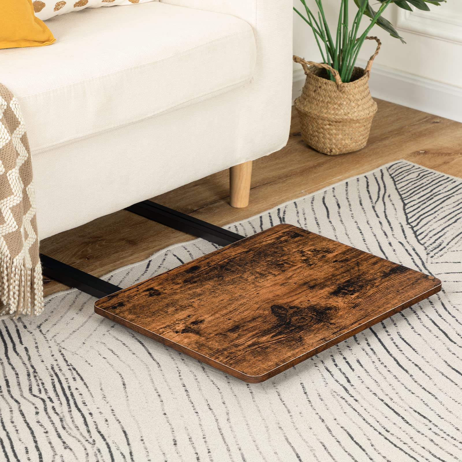 HOOBRO 2-Pack Portable Folding TV Trays - Space Saving TV Dinner Tables for Small Spaces, Rustic Brown & Black - Perfect for Eating on Couch, Bed, or Home Office - Easy Assembly & Compact Storage BF20BZP201