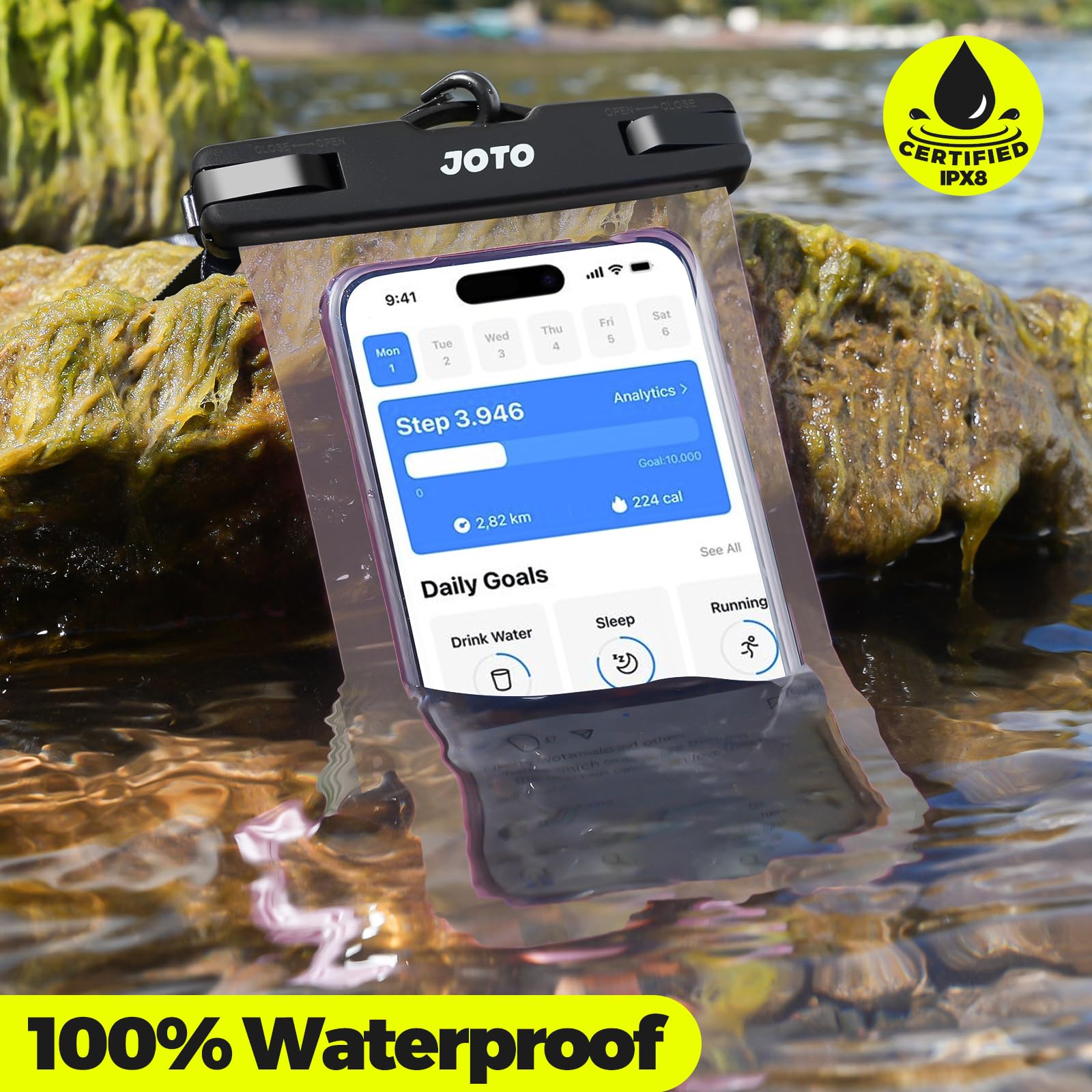JOTO Universal Waterproof Phone Case - IPX8 Certified Dry Bag for iPhone 16/15/14/13/12/11 Pro Max/XR/X/8/7/6S Plus/SE, Samsung Galaxy S23/S22/S21/S20+/Note, Pixel & 7