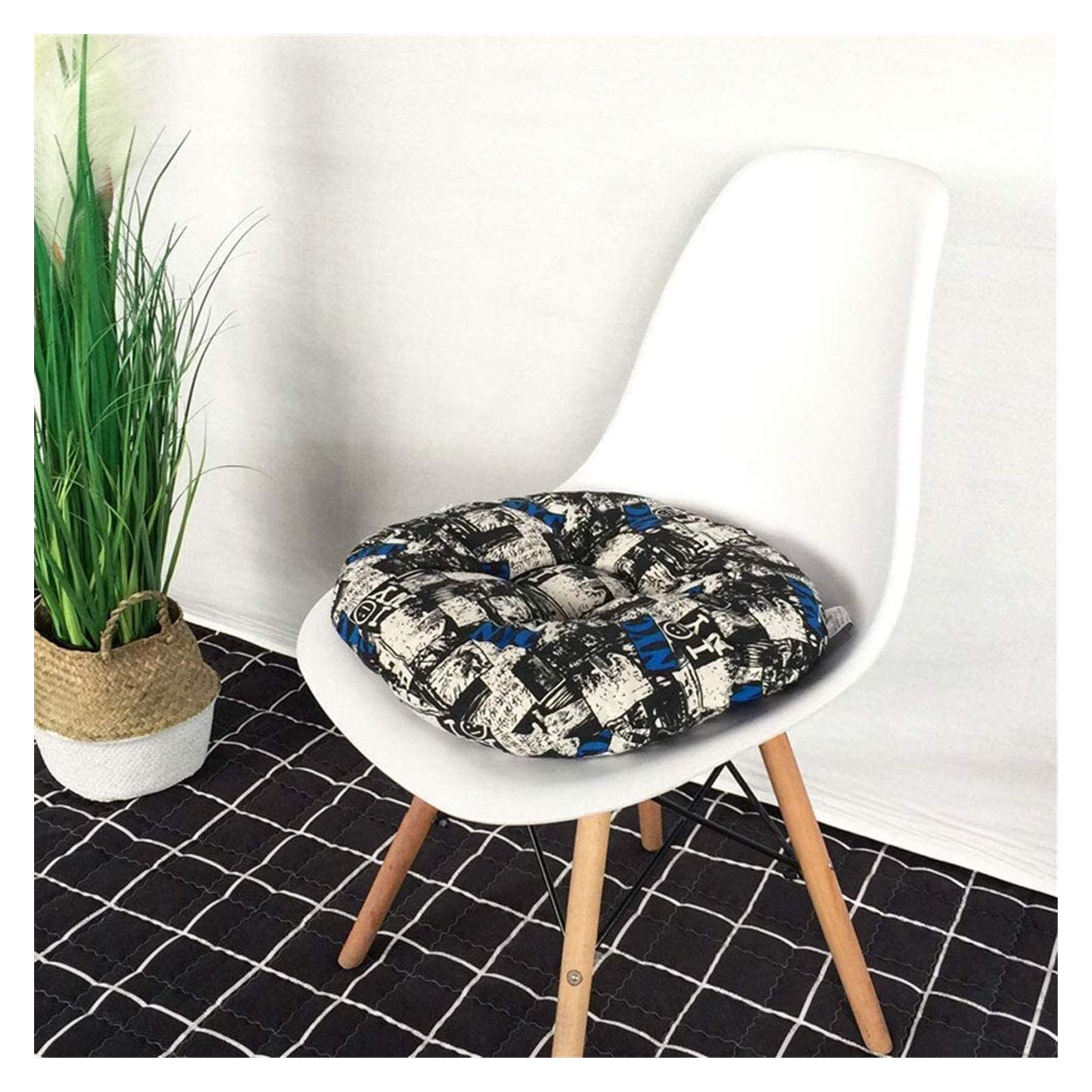 SoGuDio 4 Pack Round Chair Seat Cushions - 40x40cm Tie-On Pads for Kitchen, Dining, Garden & Patio - Cartoon Print Home Decor Cushions for Comfortable Seating