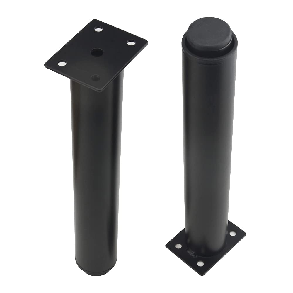 4 Pack Heavy Duty Adjustable Metal Furniture Legs 10-16.6 Inch - Cabinet, Bed Frame, Table & Sofa Support Legs - Black (Perfect for DIY Furniture Projects & Home Office Setup)