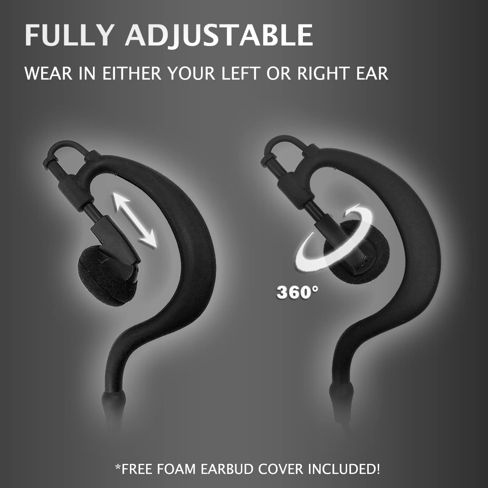 ProMaxPower Two-Way Radio G-Shape Swivel Earpiece Headset - 5 Pack Compatible with Motorola SL7550e SL300 SL4000 SL1K - Hands-Free Communication for Security, Construction & Event Staff