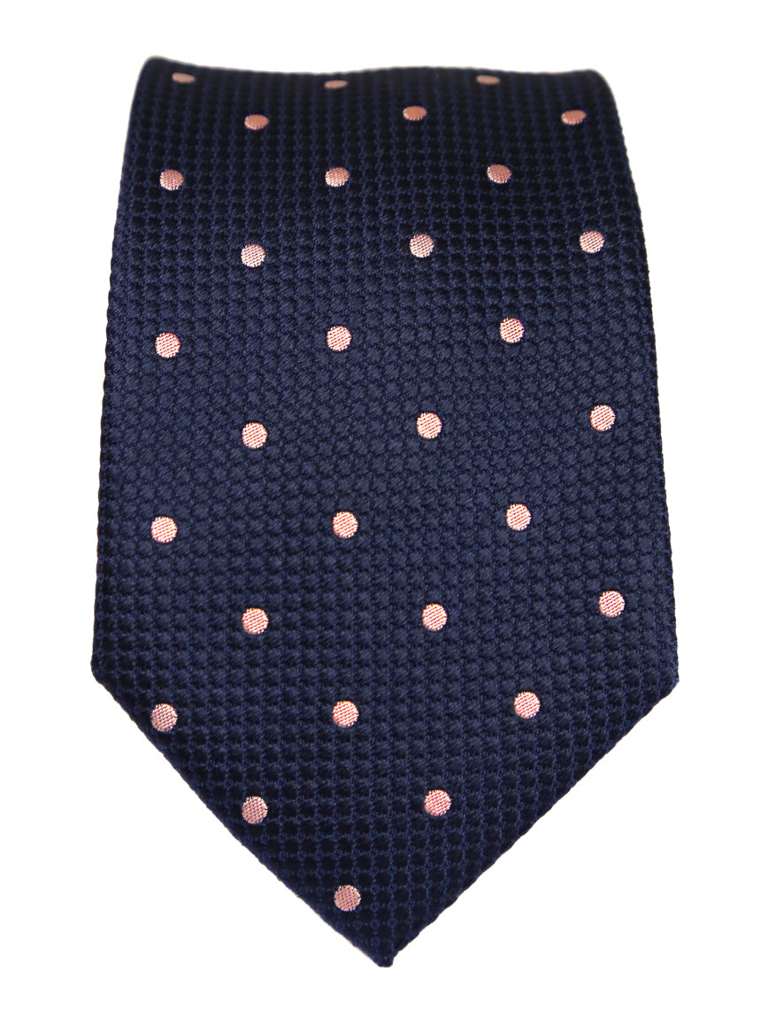 DÉCLIC Classic Spot Tie for Men - Navy & Pink Striped Necktie - Perfect for Weddings, Business Meetings & Formal Events