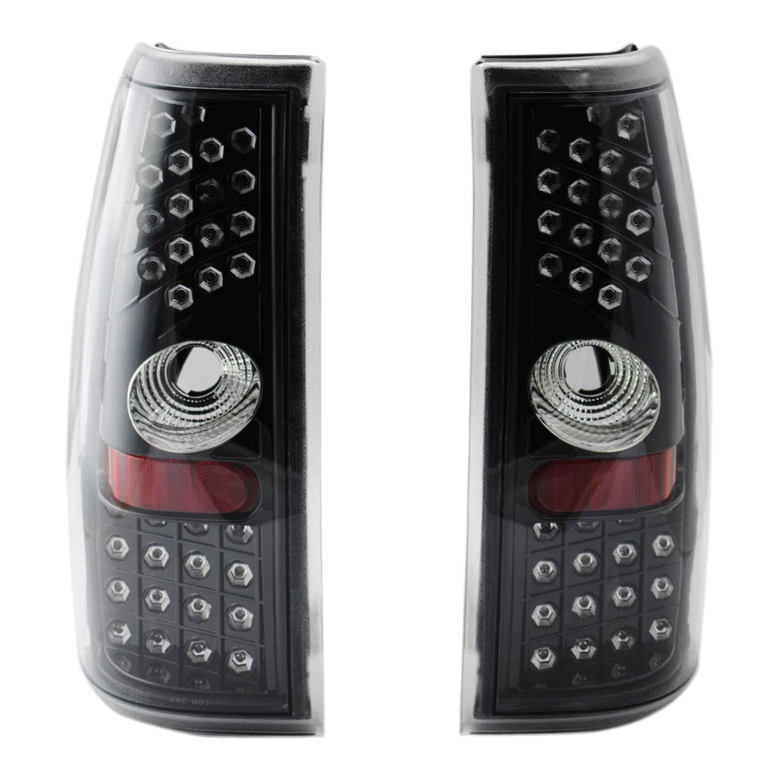 High-Performance LED Tail Lights - Black Housing & Clear Lens - Left & Right Pair for GM Trucks - Perfect for Night Driving & Enhanced Safety