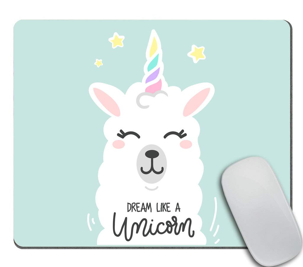 Cute Unicorn Llama Mouse Pad with Motivational Quote - 9.5 x 7.9 Inch (240x200x3mm) Non-Slip Desk Accessory for Office, Gaming & Home Computer Workstations