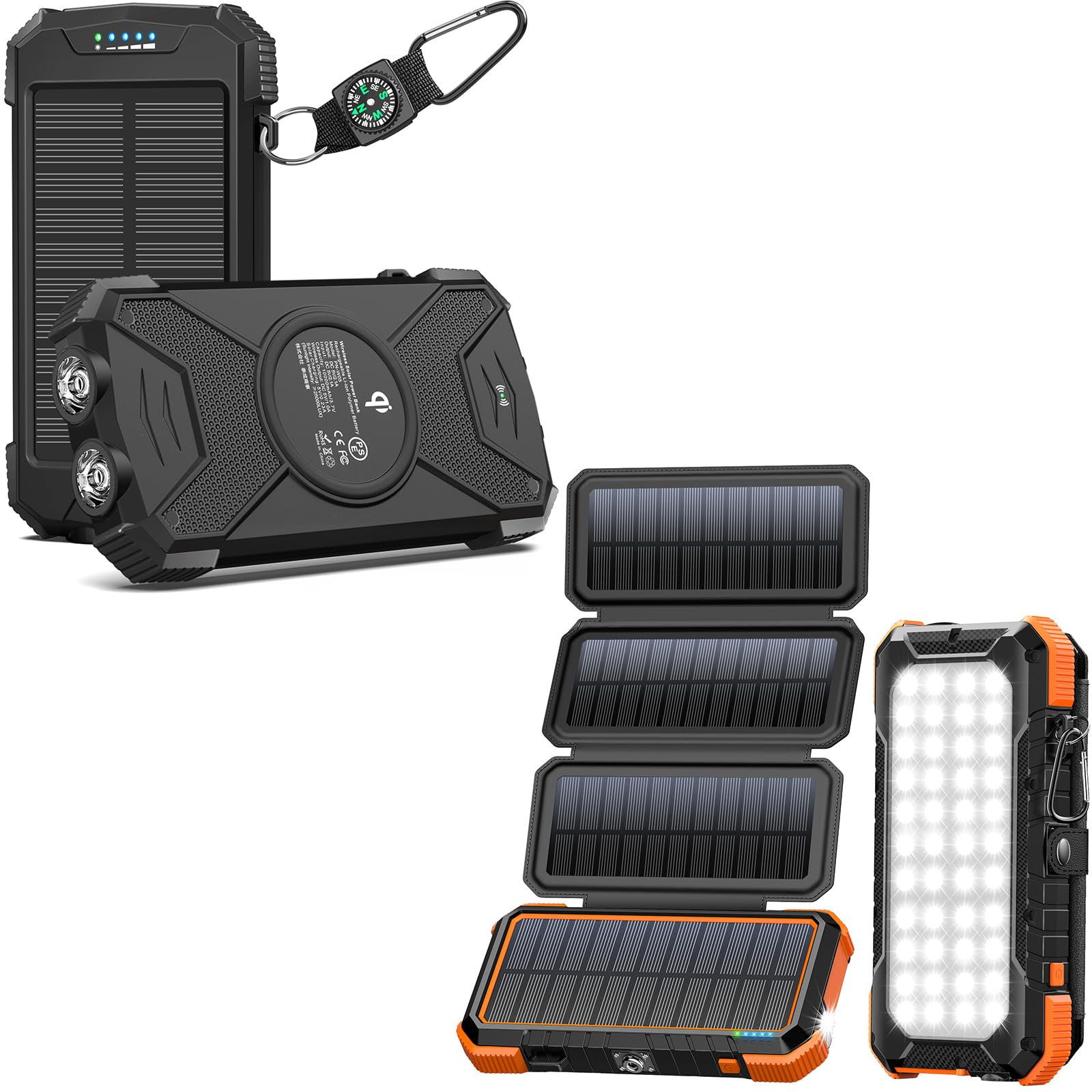 10,000mAh Solar Power Bank with 20,000mAh Solar Panel Charger - Portable Phone Charger for iPhone Android Devices - Perfect for Camping, Hiking, Travel & Emergency Power Outages