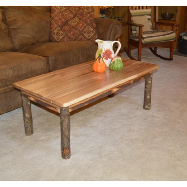 Solid Hickory Wood Coffee Table - Rustic Farmhouse Style Living Room Furniture for Home Decor & Relaxation