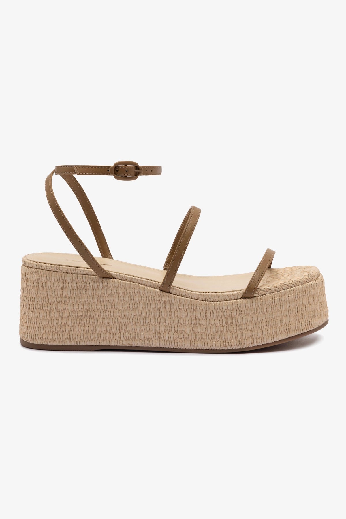 Gio Flatform Sandals Women's - Natural Raffia & Hazelnut Leather Straps | Comfortable Summer Beach Sandals for Walking, Vacation & Outdoor Activities