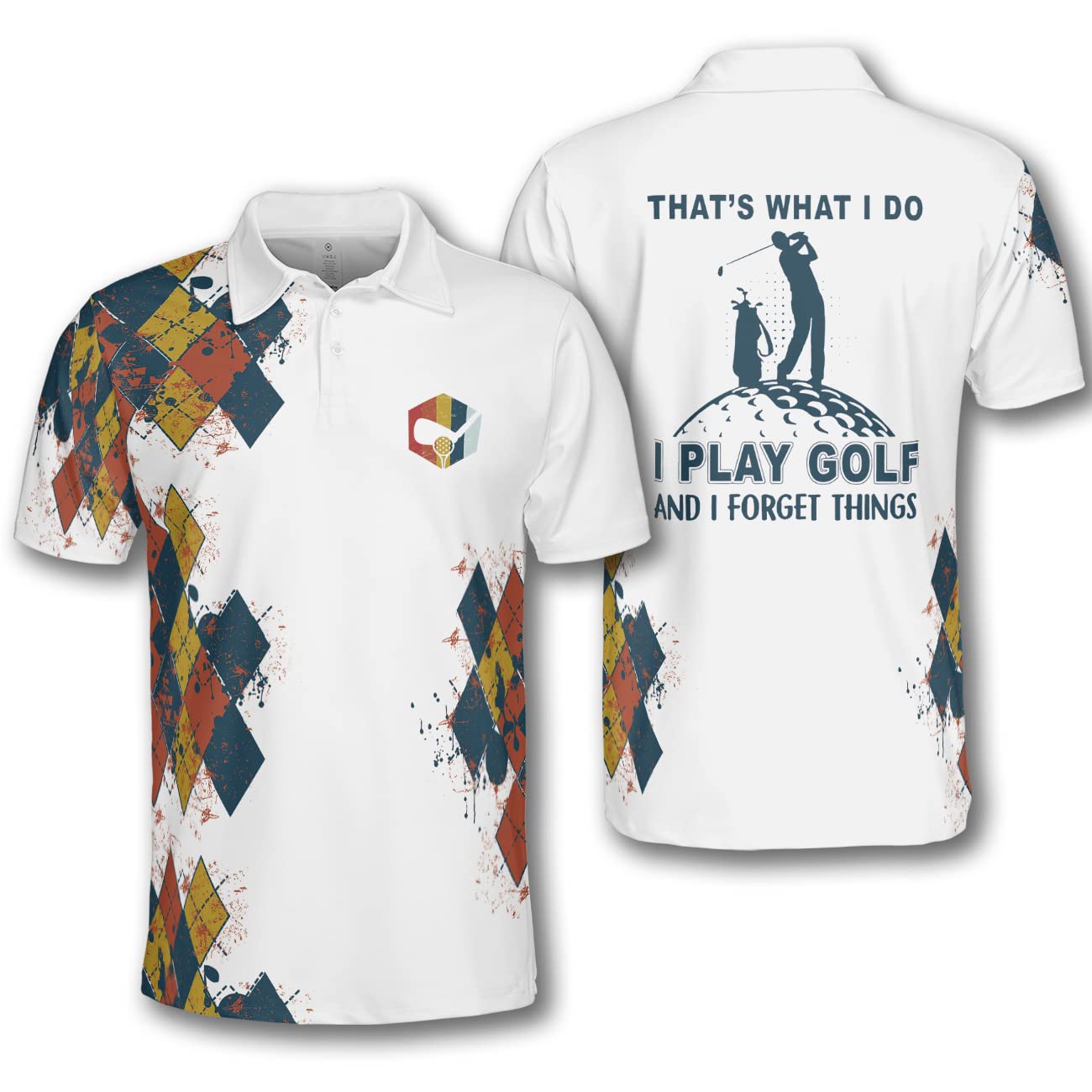 Funny Argyle Golf Polo Shirts for Men - Moisture Wicking Dry Fit Performance Shirt - Perfect for Golf Outings, Casual Wear & Funny Costume Parties