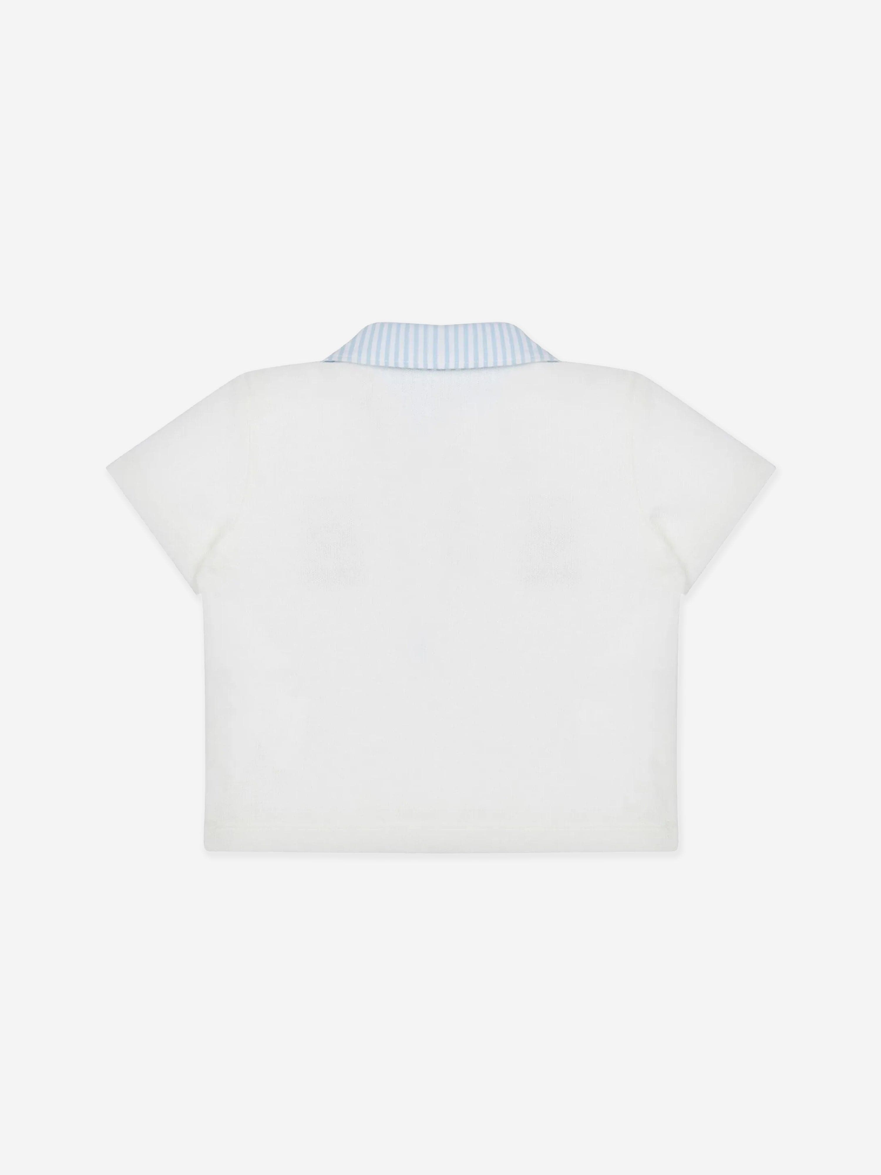 Baby Boys Ivory Teddy Bear Polo Shirt - Soft Cotton Short Sleeve Top for Toddlers | Perfect for Playdates, Birthday Parties & Family Photos