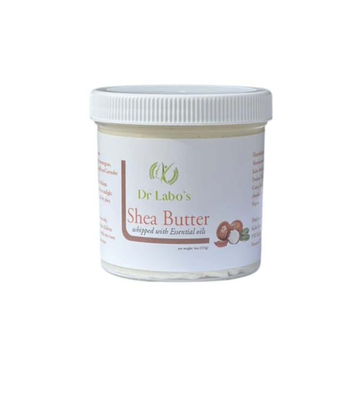 DR LABO'S Whipped Shea Butter with Essential Oils - 100% Raw Unrefined African Shea Butter for Skin, Hair & Nails Care - Deep Moisturizing & Nourishing Treatment for Dry Skin, Natural Hair Growth & Cuticle Repair - Perfect for Daily Skincare Routine & Spa Treatments
