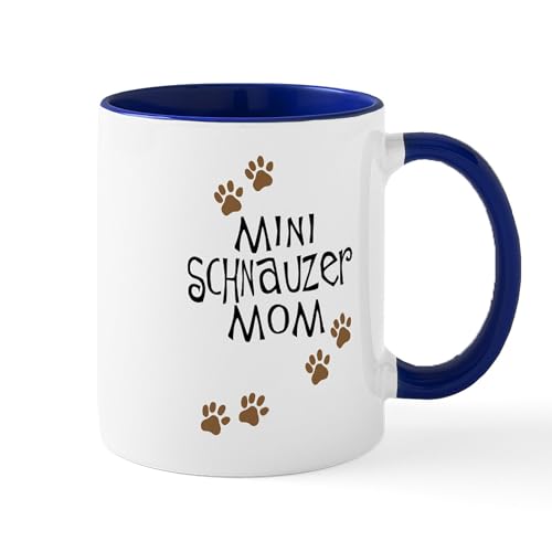 White/Navy Inside - Mini Schnauzer Mom Mug