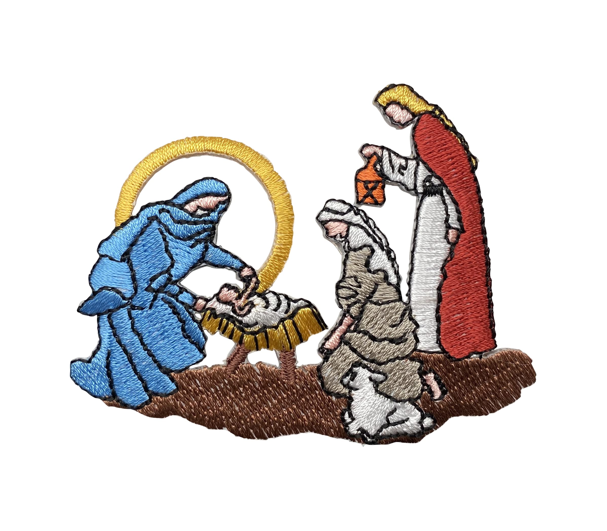 Religious Nativity Scene Iron-On Patch - Baby Jesus, Holy Family Christmas Embroidered Applique for Jackets, Hats & DIY Crafts - Perfect for Holiday Decorations & Christian Gifts